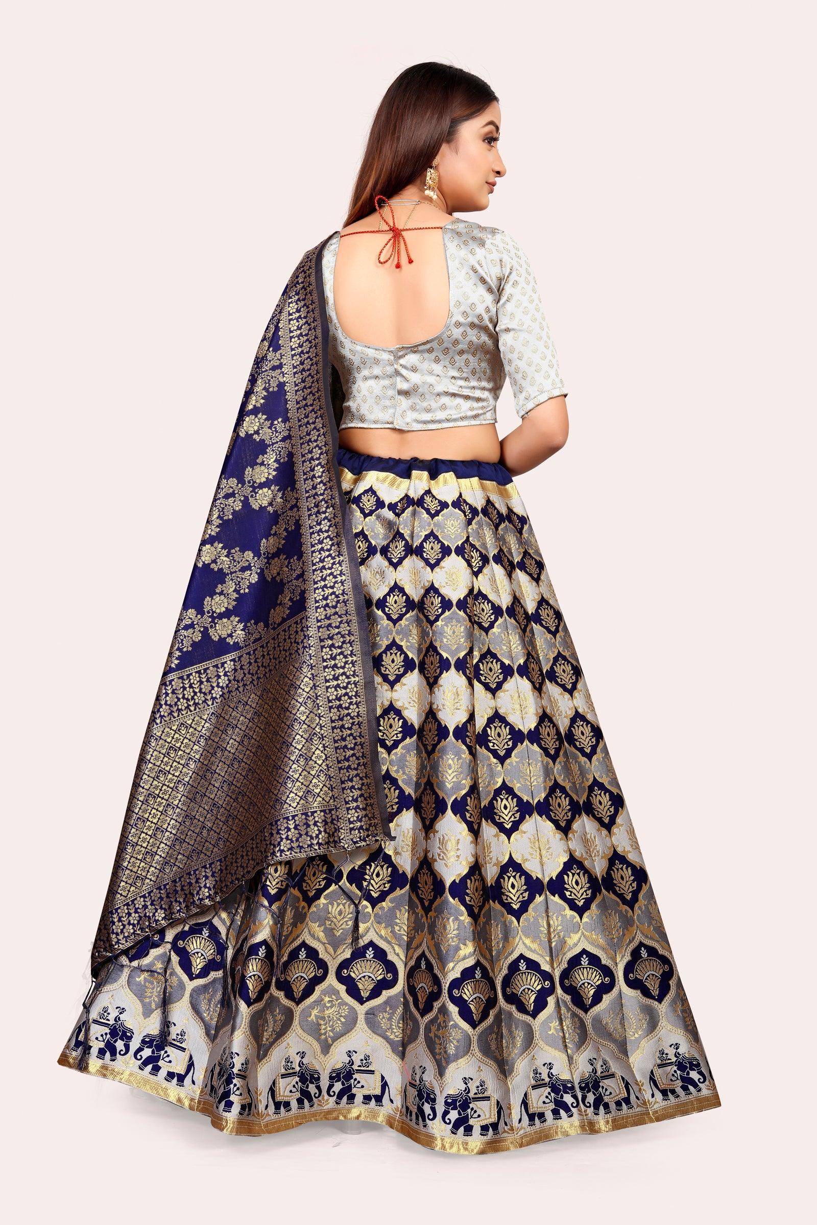 Ravishing Royalty: Banarasi Lehenga Choli Set and Dupatta - Decize Clothing