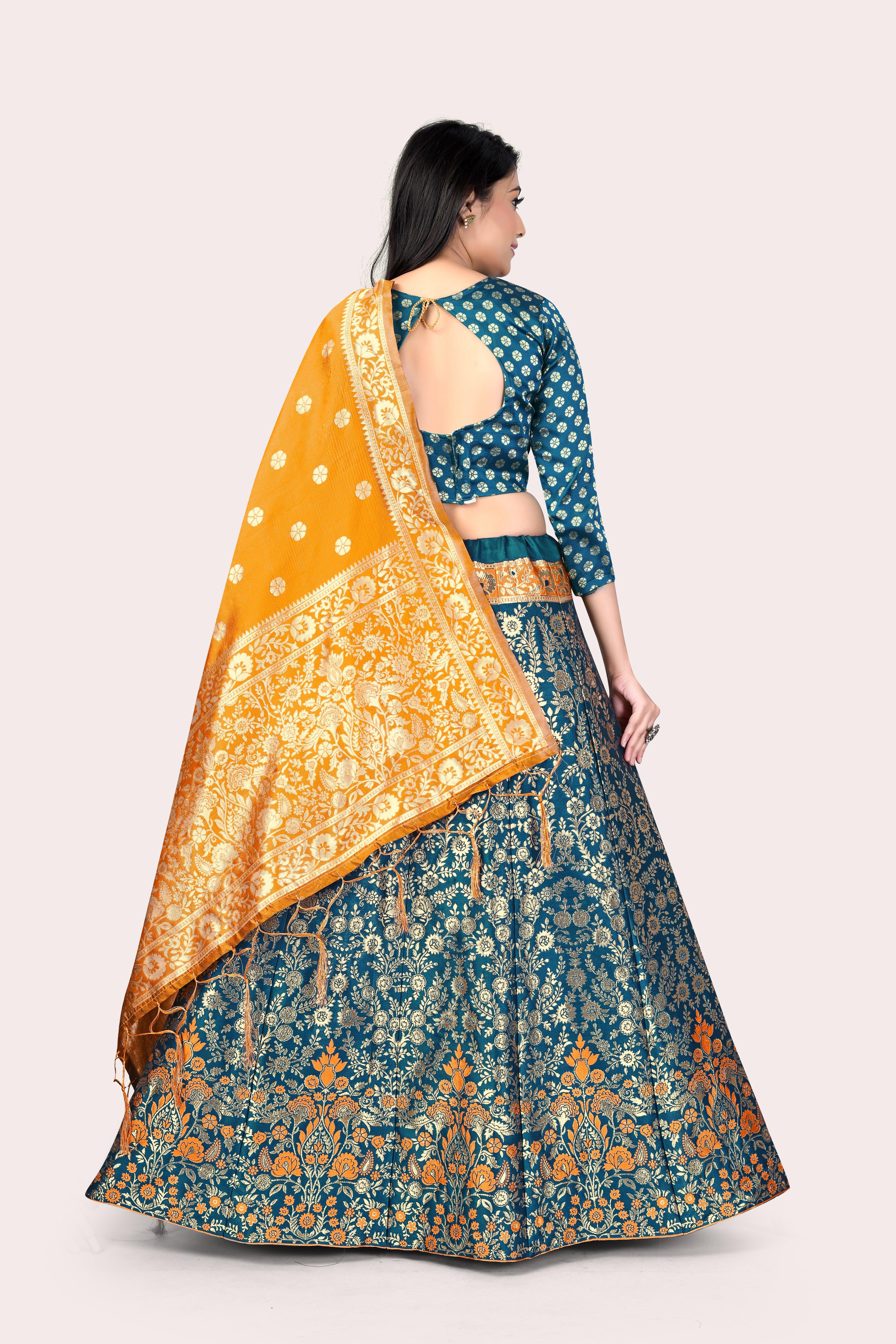 Regal Splendor: Banarasi Lehenga Choli and Dupatta Combo - Decize Clothing