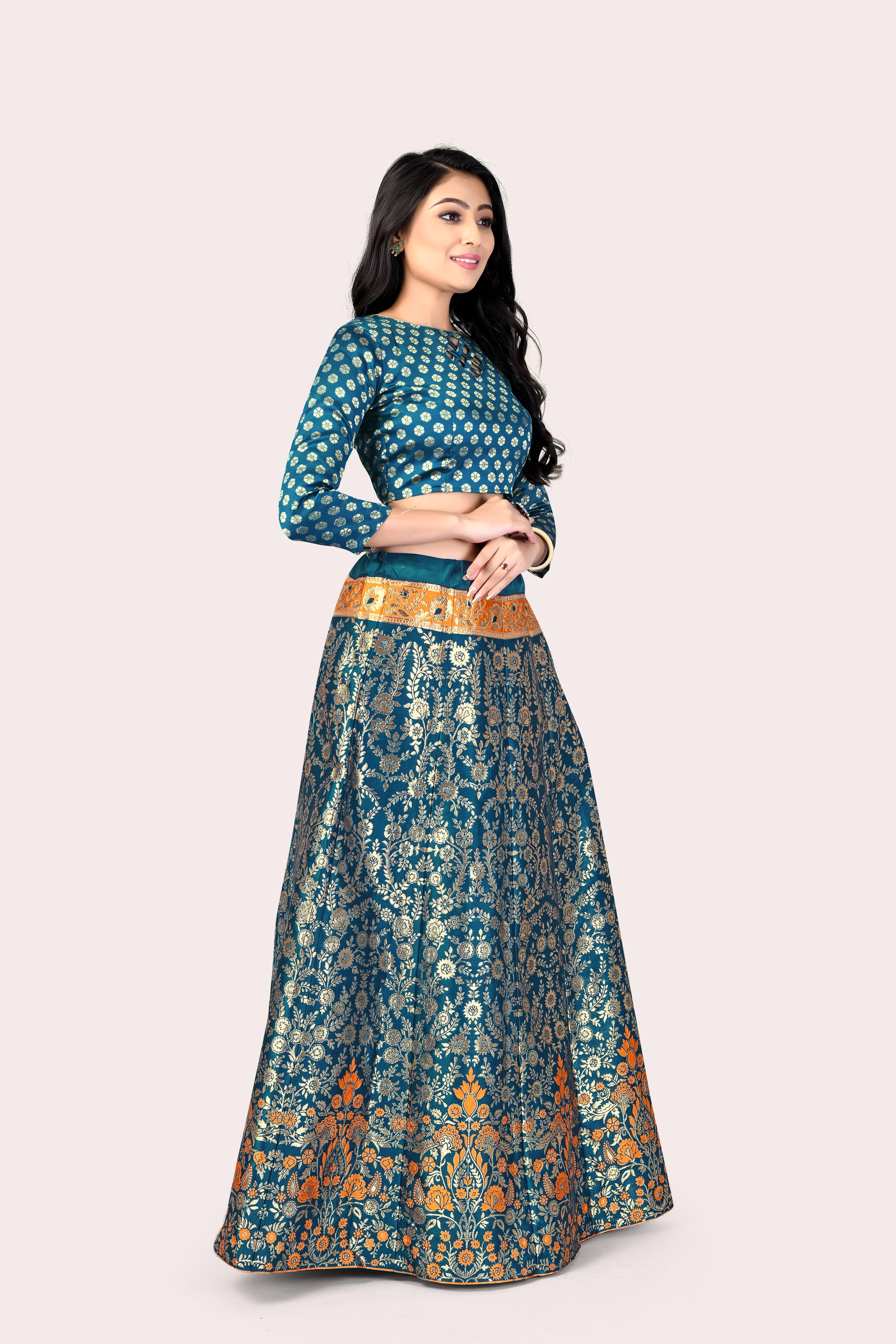 Regal Splendor: Banarasi Lehenga Choli and Dupatta Combo - Decize Clothing