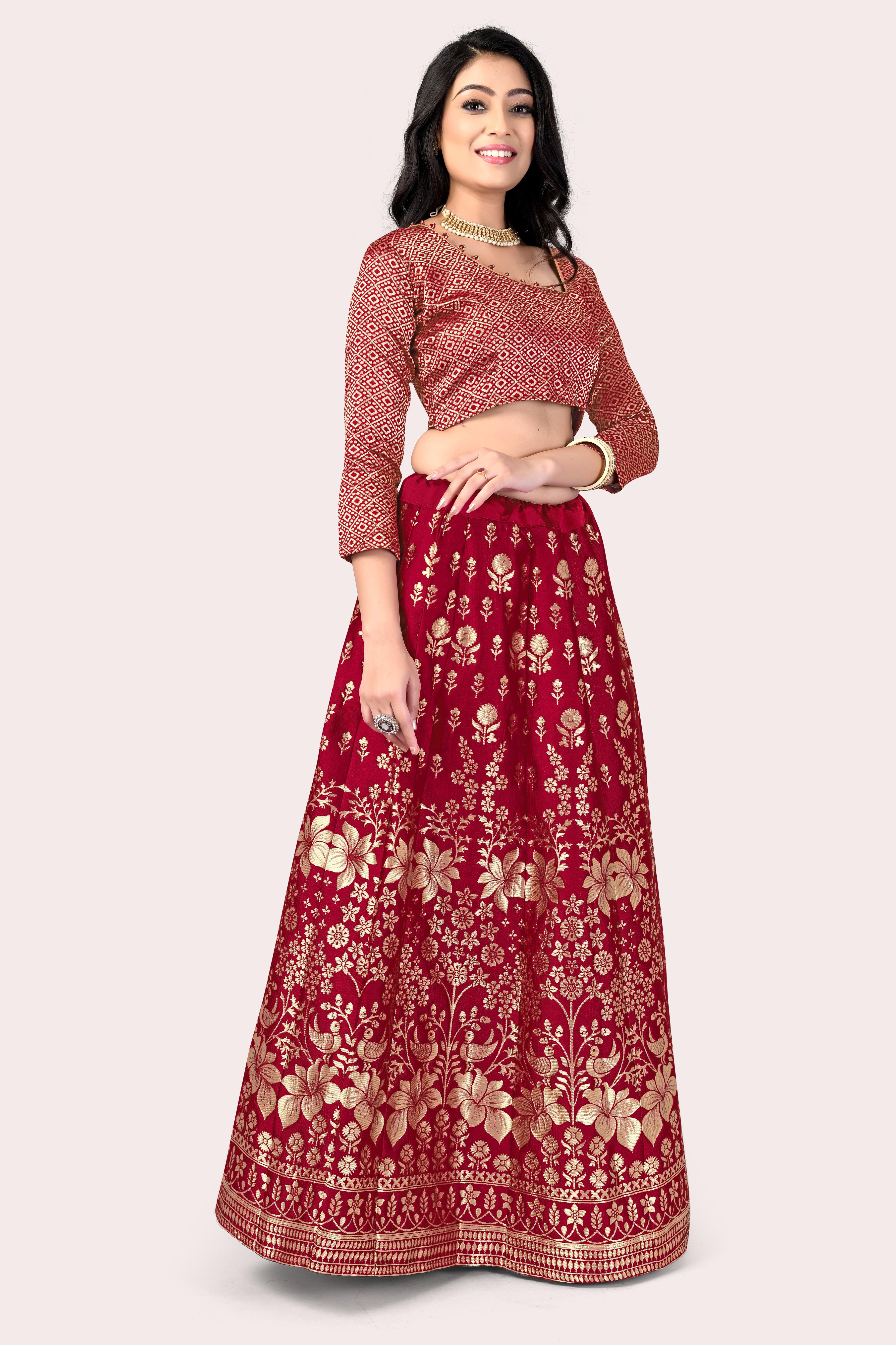 Majestic Masterpiece: Banarasi Lehenga Choli with Dupatta - Decize Clothing