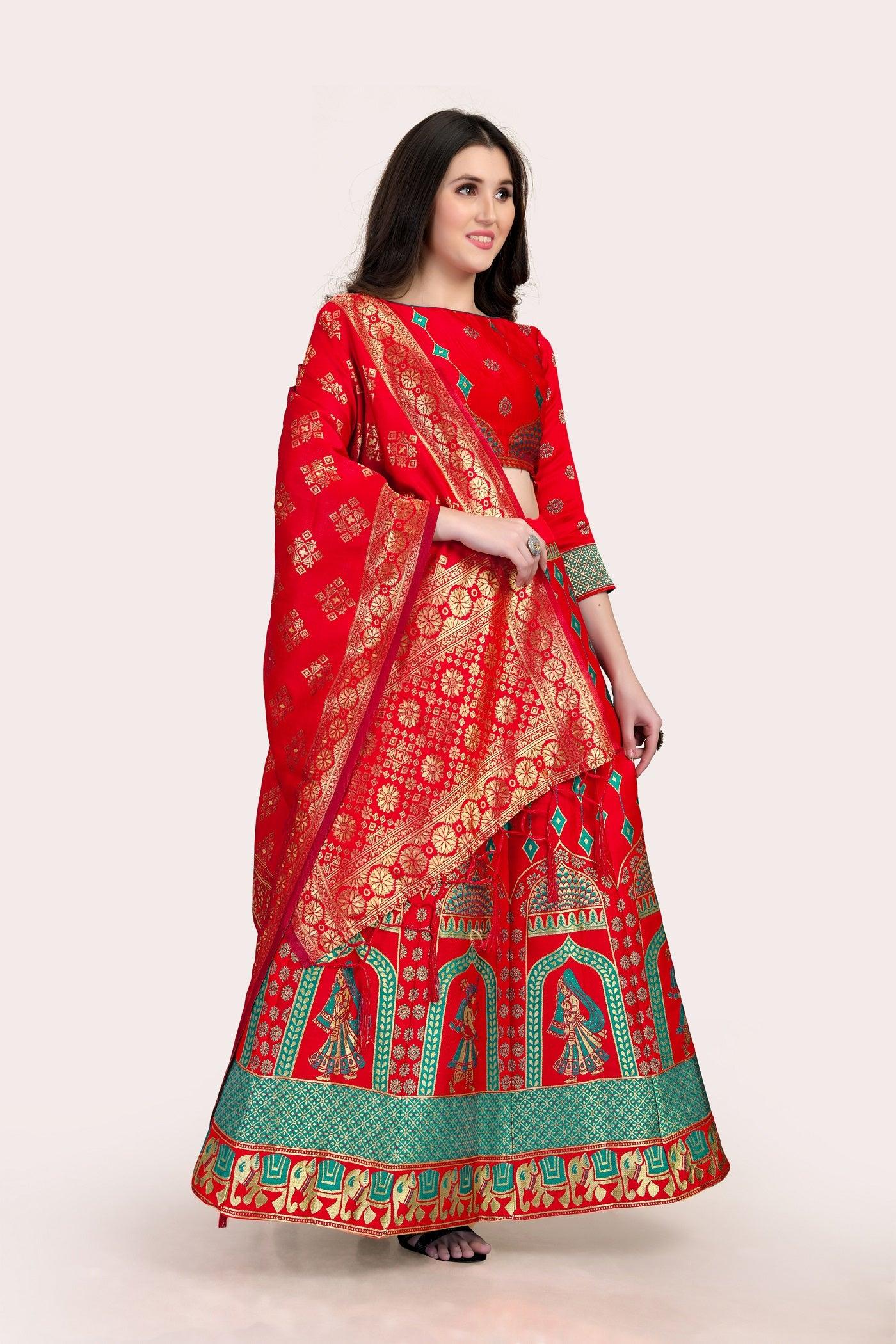 Royal Radiance: Banarasi Lehenga Choli Set with Dupatta - Decize Clothing