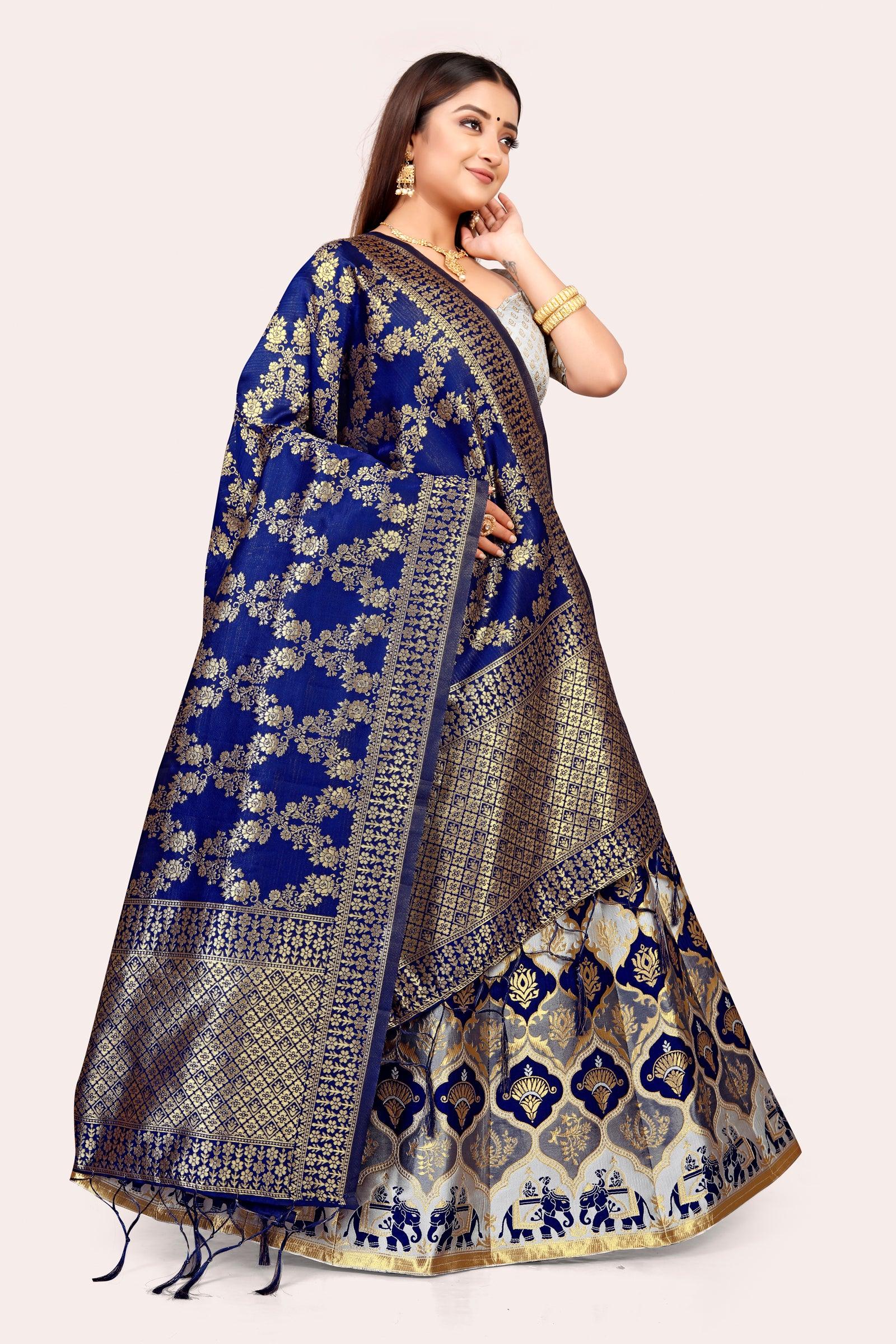 Ravishing Royalty: Banarasi Lehenga Choli Set and Dupatta - Decize Clothing