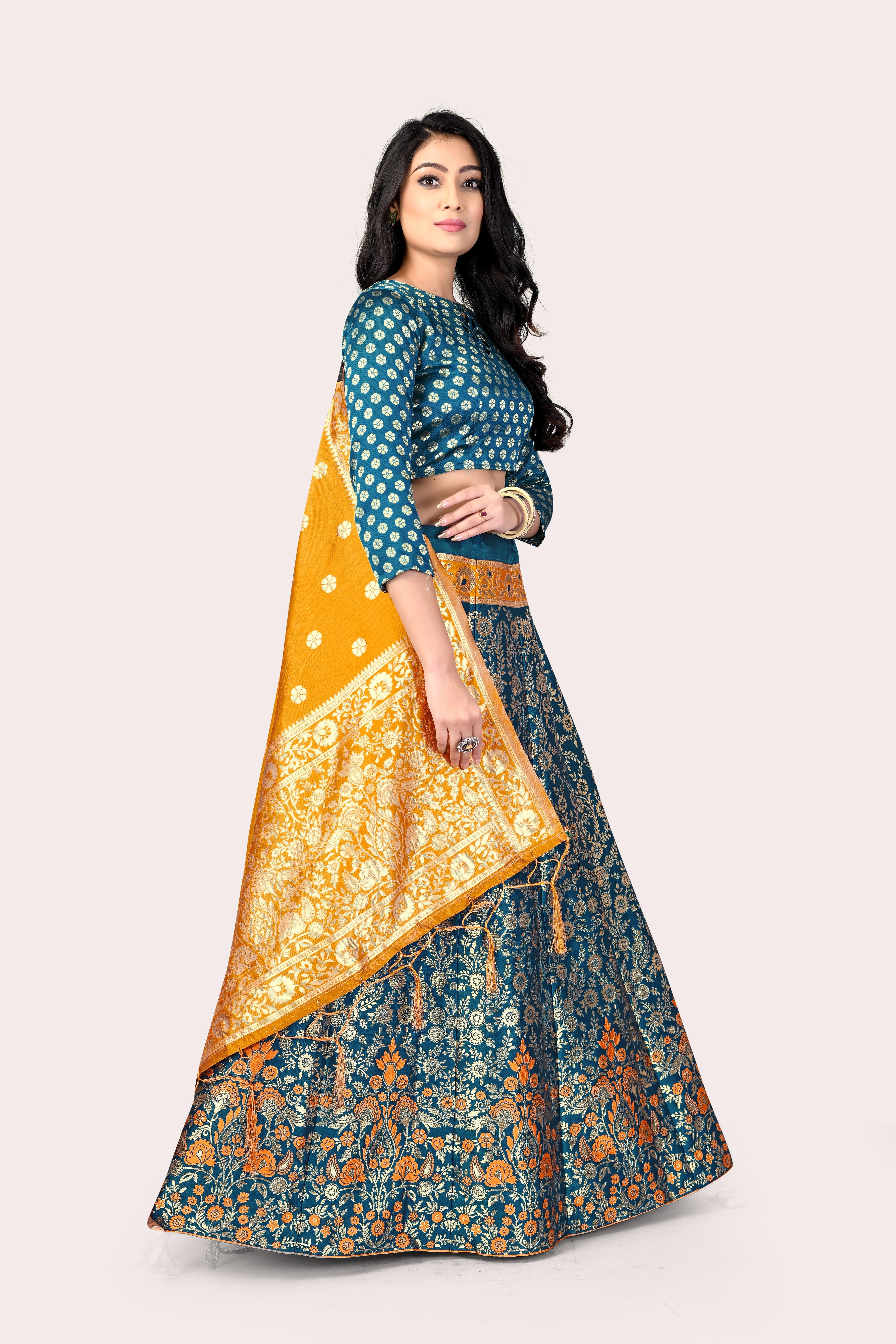 Regal Splendor: Banarasi Lehenga Choli and Dupatta Combo - Decize Clothing