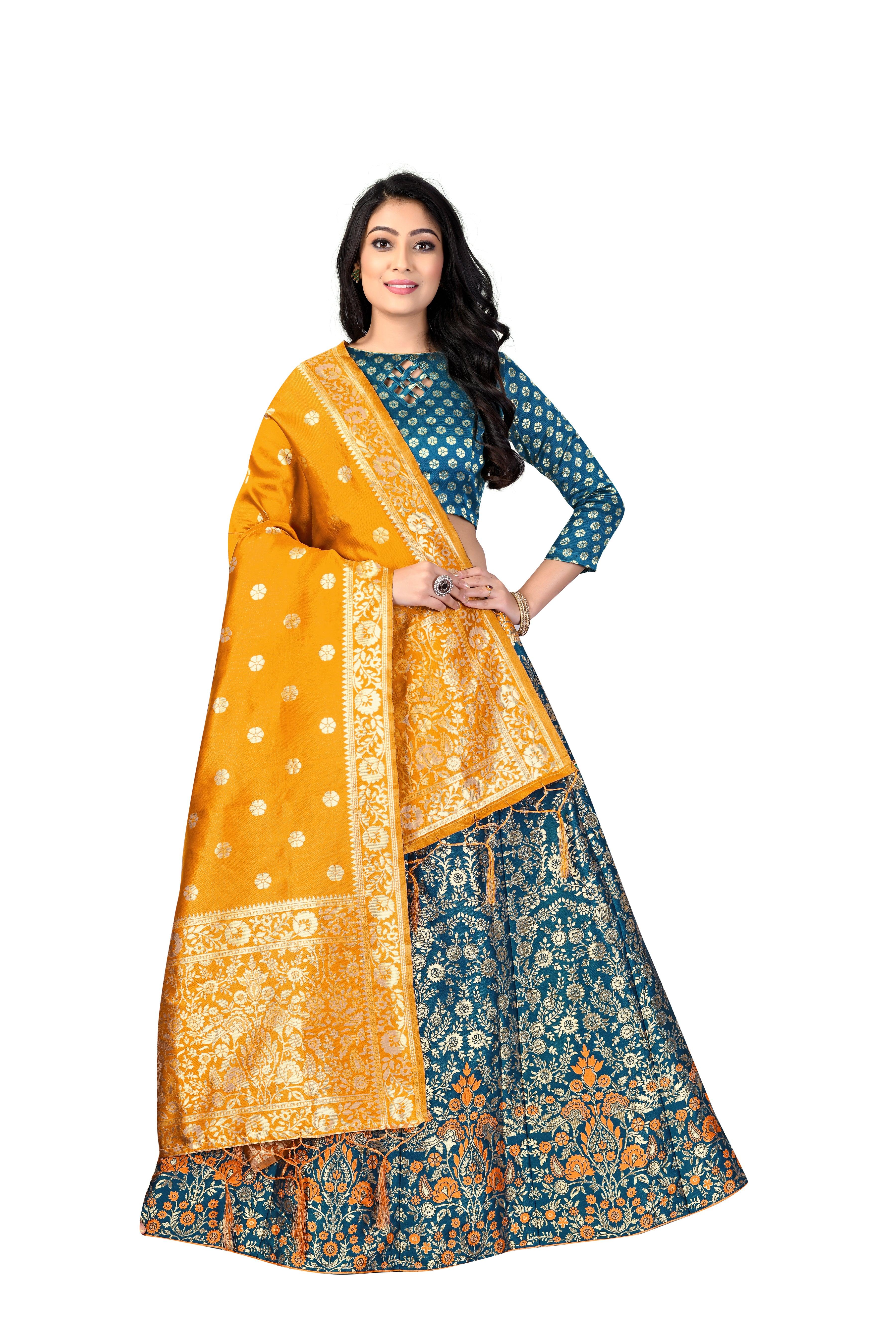 Regal Splendor: Banarasi Lehenga Choli and Dupatta Combo - Decize Clothing