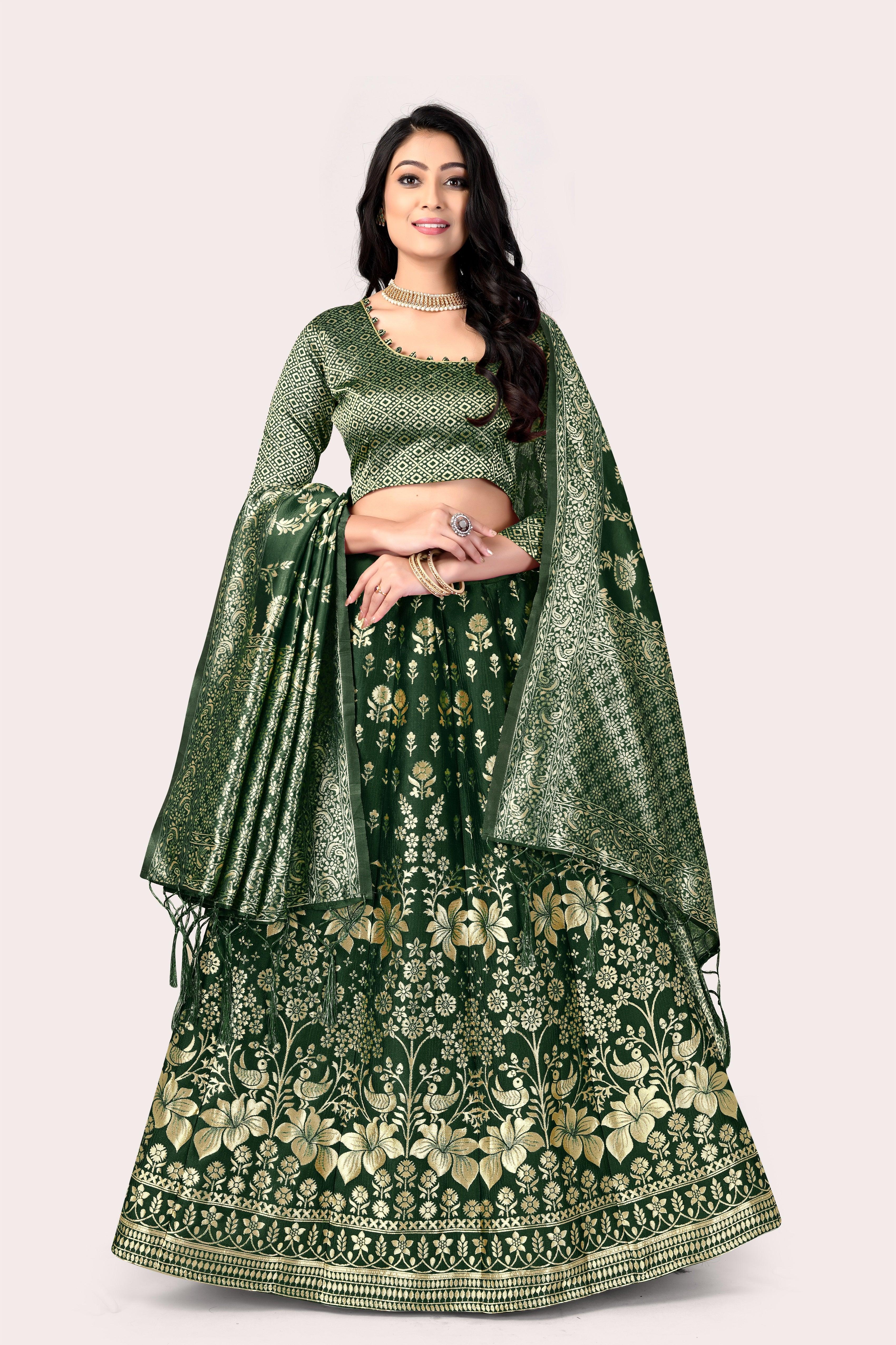 Majestic Masterpiece: Banarasi Lehenga Choli with Dupatta - Decize Clothing