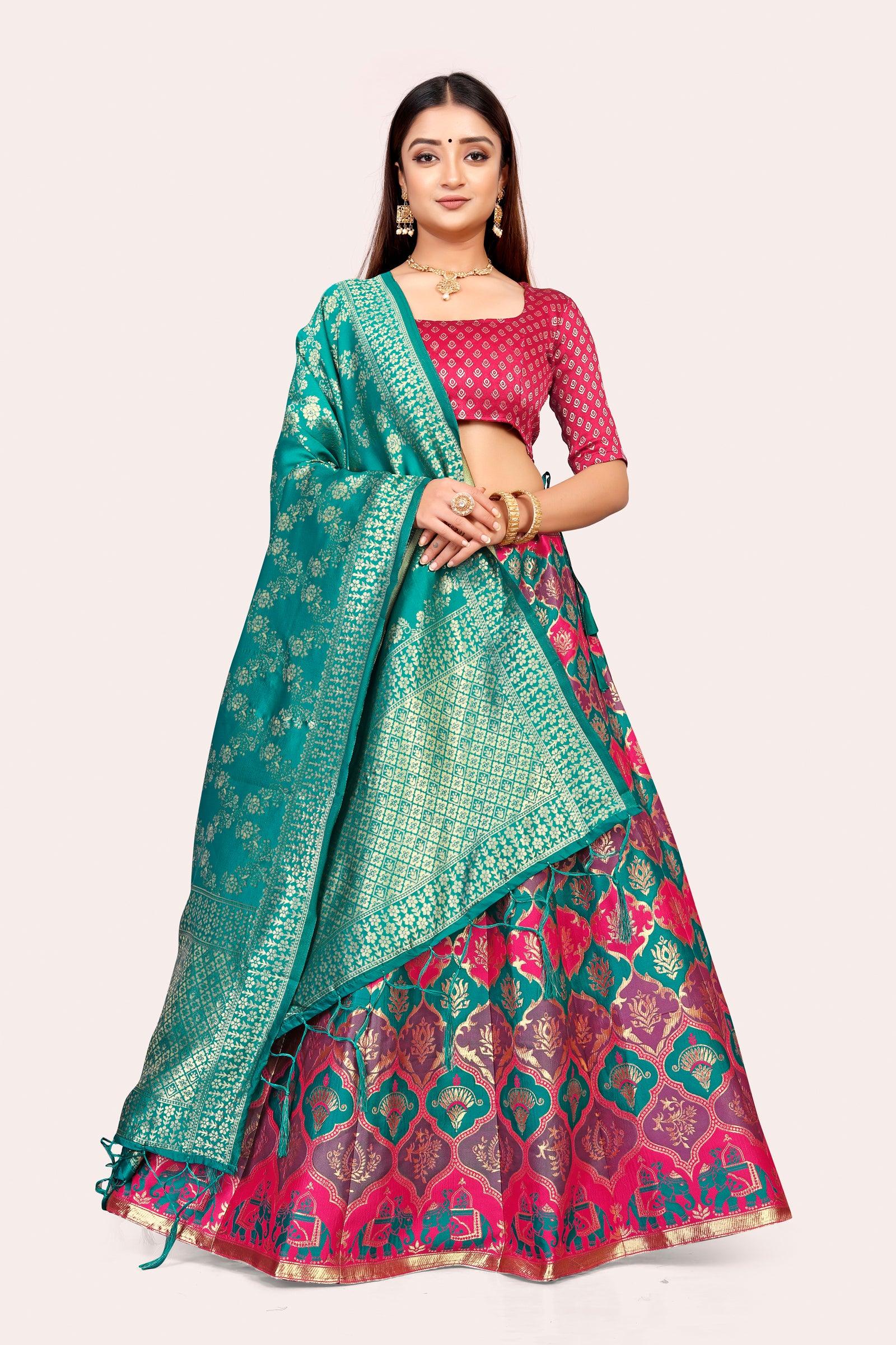 Ravishing Royalty: Banarasi Lehenga Choli Set and Dupatta - Decize Clothing