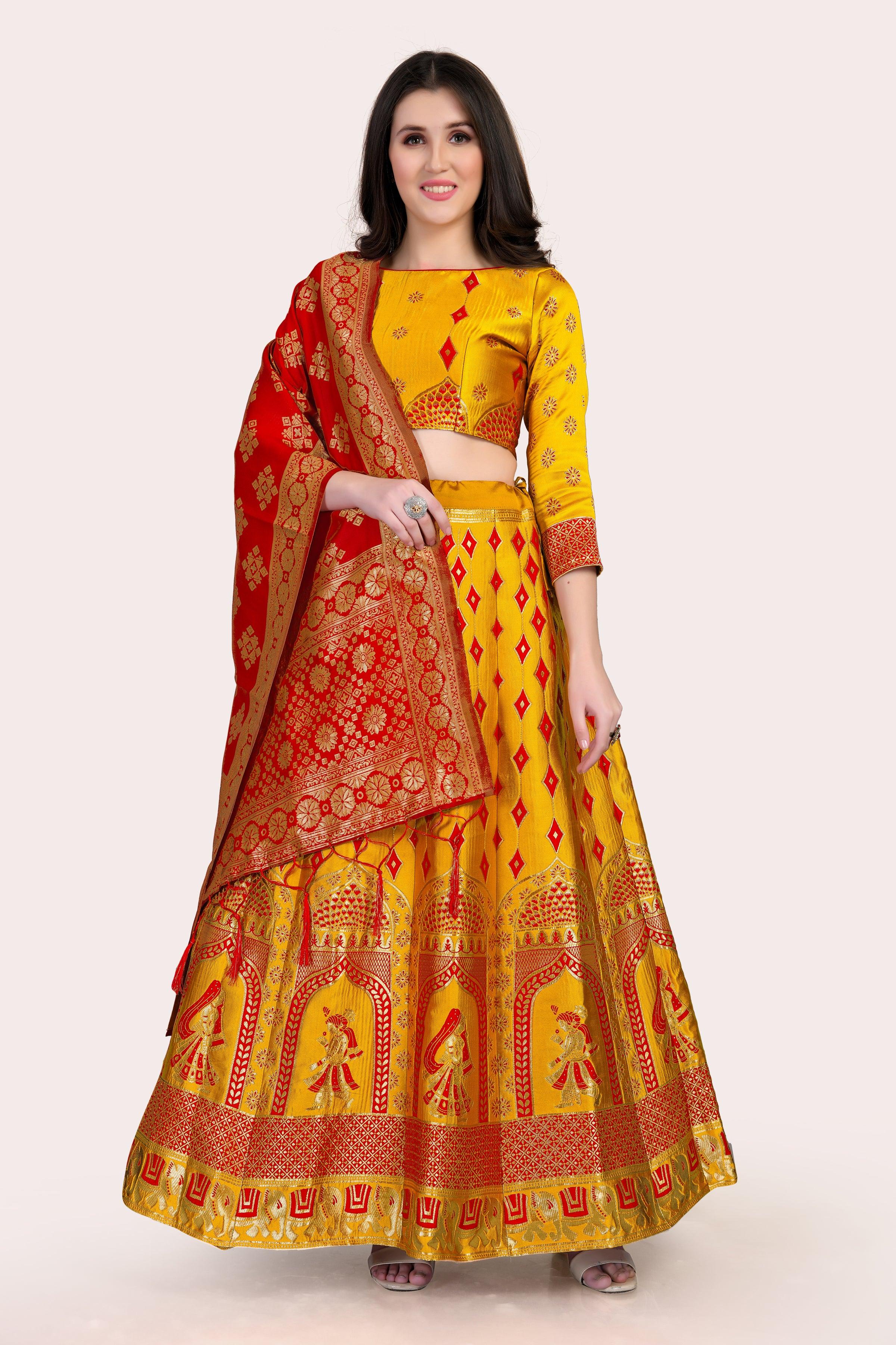 Royal Radiance: Banarasi Lehenga Choli Set with Dupatta - Decize Clothing