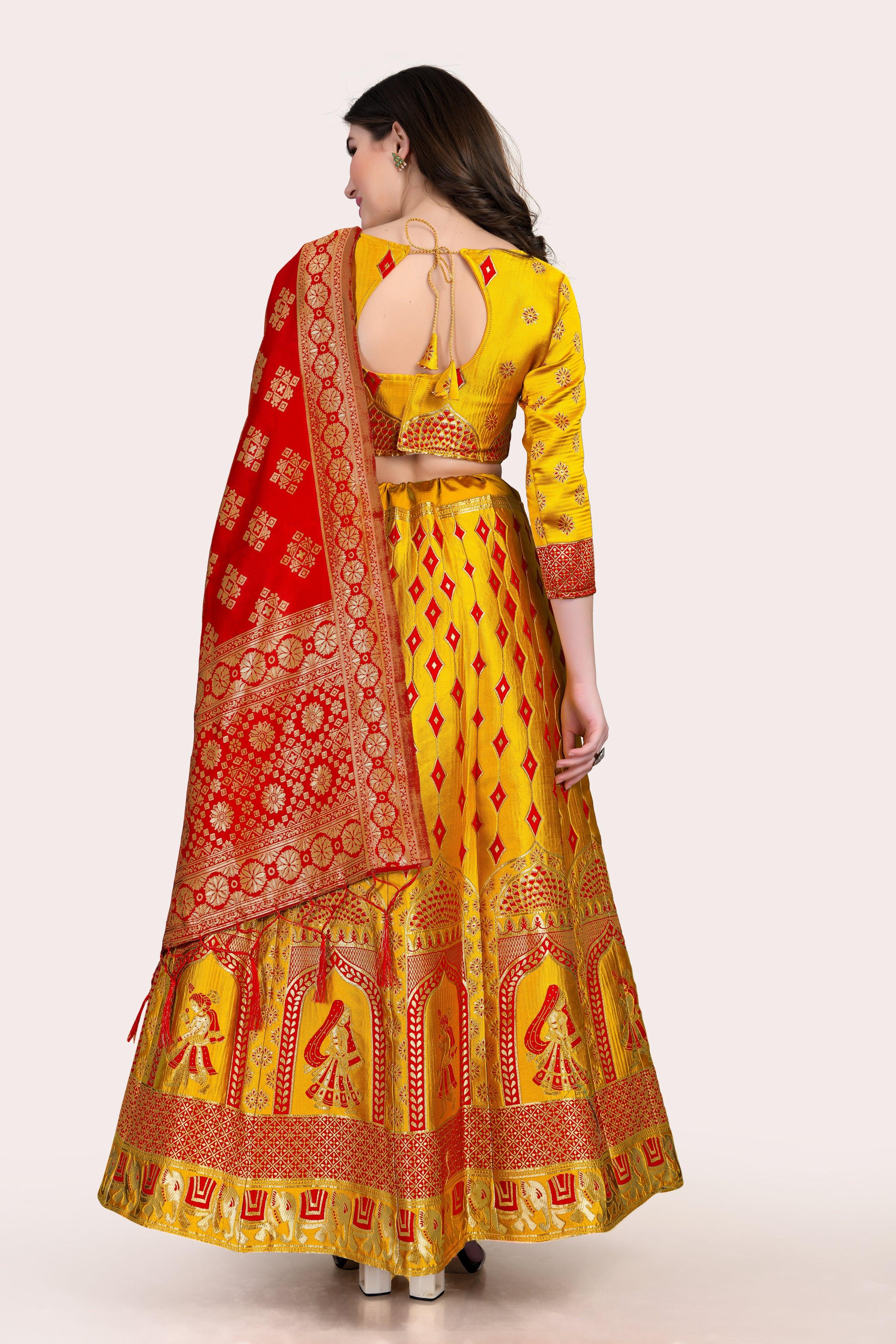 Royal Radiance: Banarasi Lehenga Choli Set with Dupatta - Decize Clothing