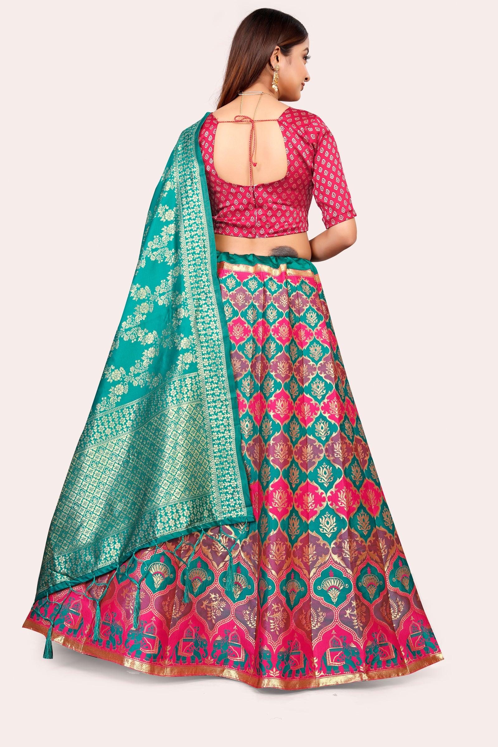 Ravishing Royalty: Banarasi Lehenga Choli Set and Dupatta - Decize Clothing