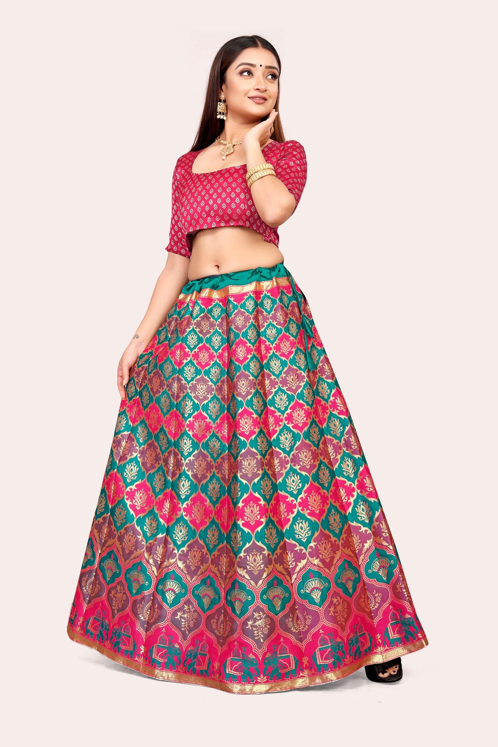 Ravishing Royalty: Banarasi Lehenga Choli Set and Dupatta - Decize Clothing