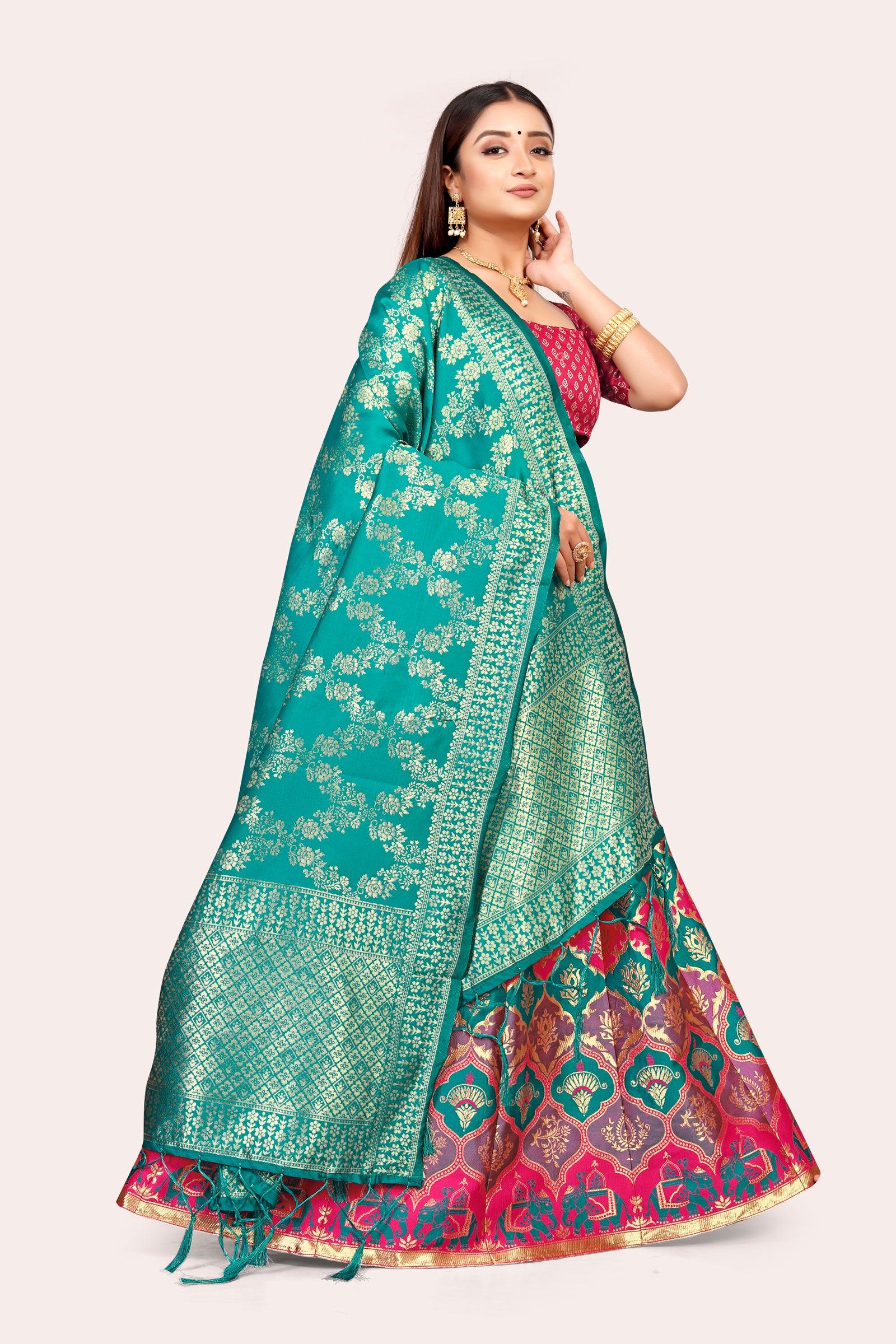 Ravishing Royalty: Banarasi Lehenga Choli Set and Dupatta - Decize Clothing