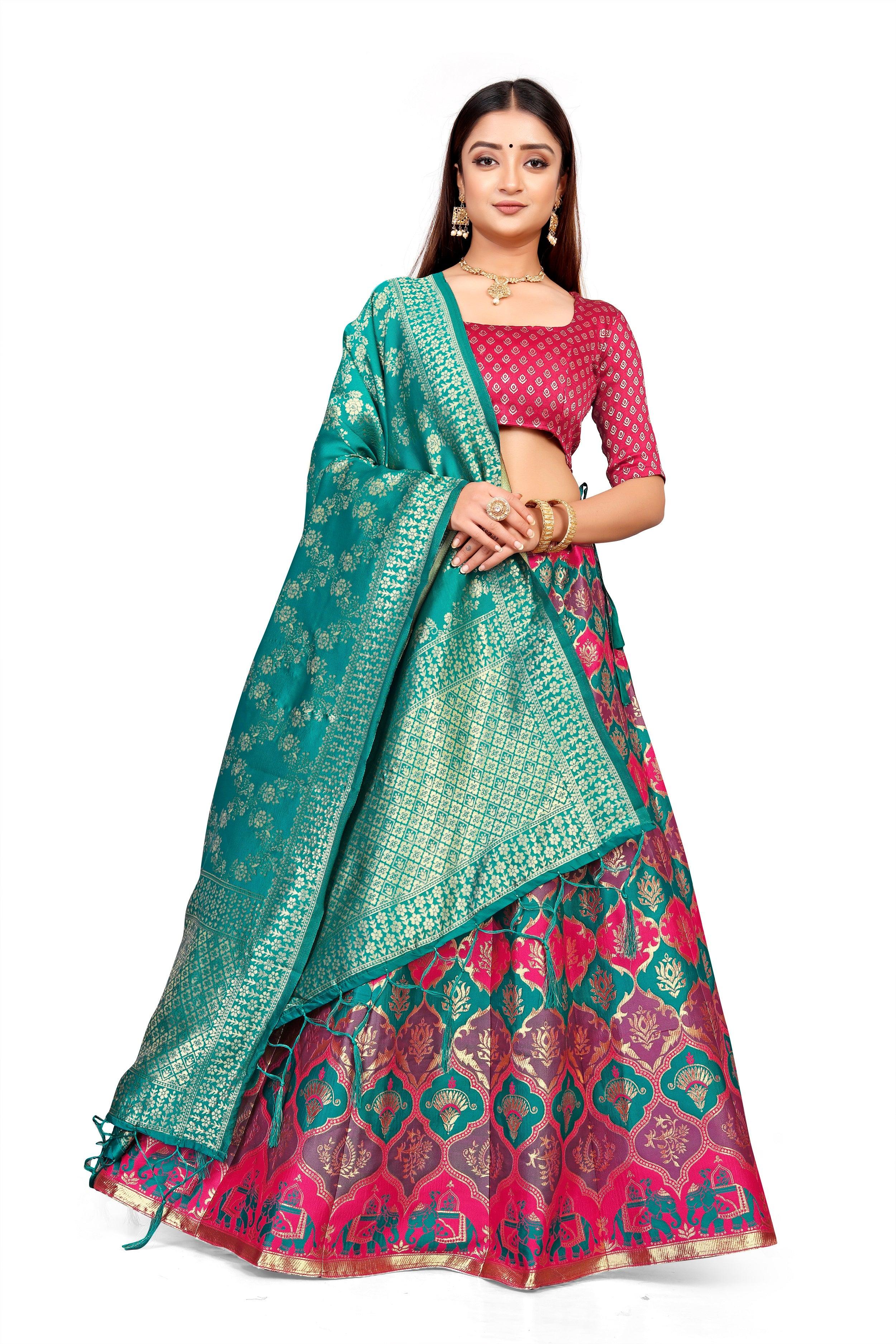 Ravishing Royalty: Banarasi Lehenga Choli Set and Dupatta - Decize Clothing