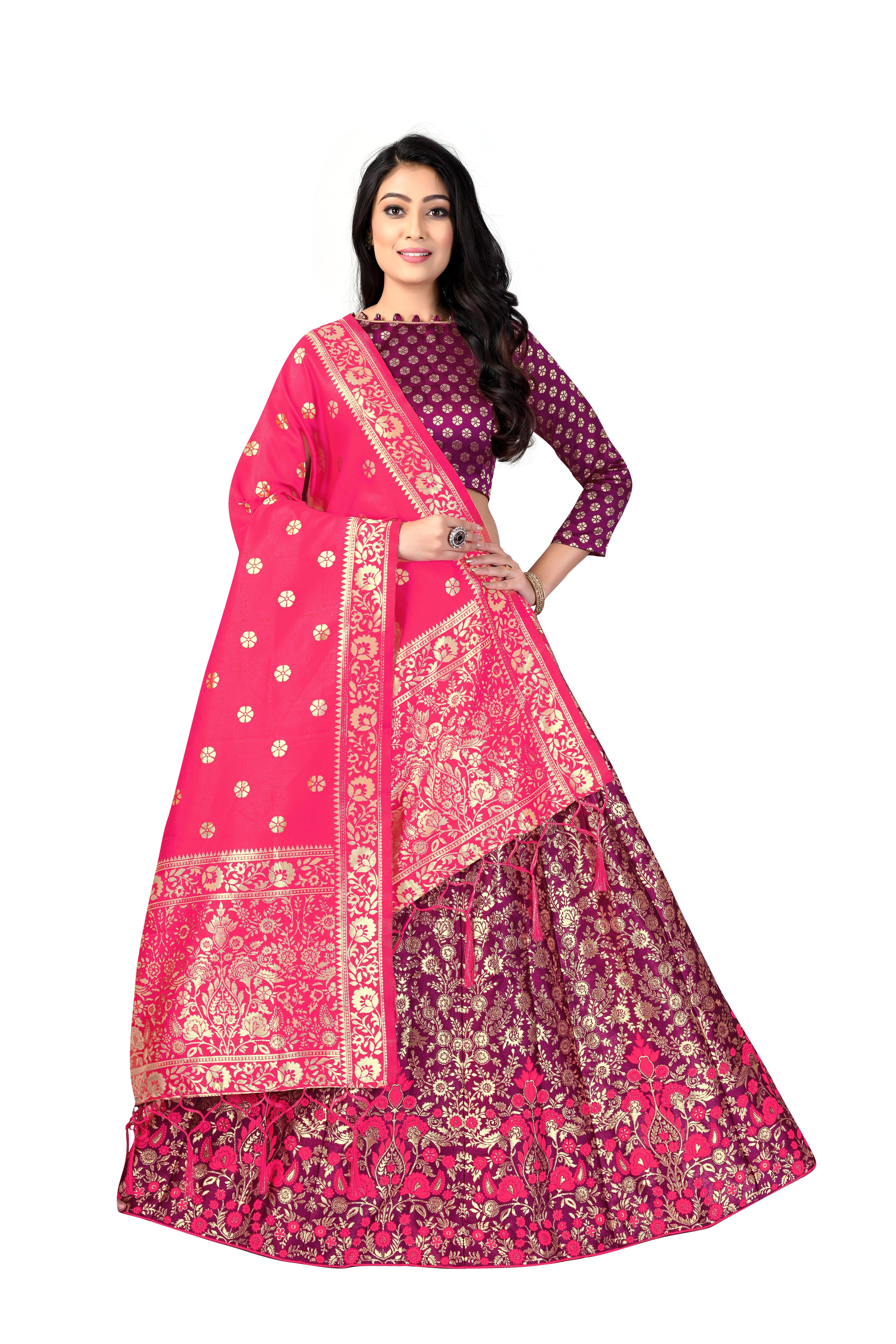 Regal Splendor: Banarasi Lehenga Choli and Dupatta Combo - Decize Clothing