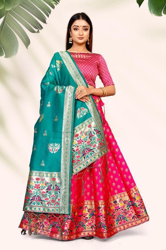 Exquisite Elegance: Banarasi Lehenga Choli with Dupatta - Decize Clothing