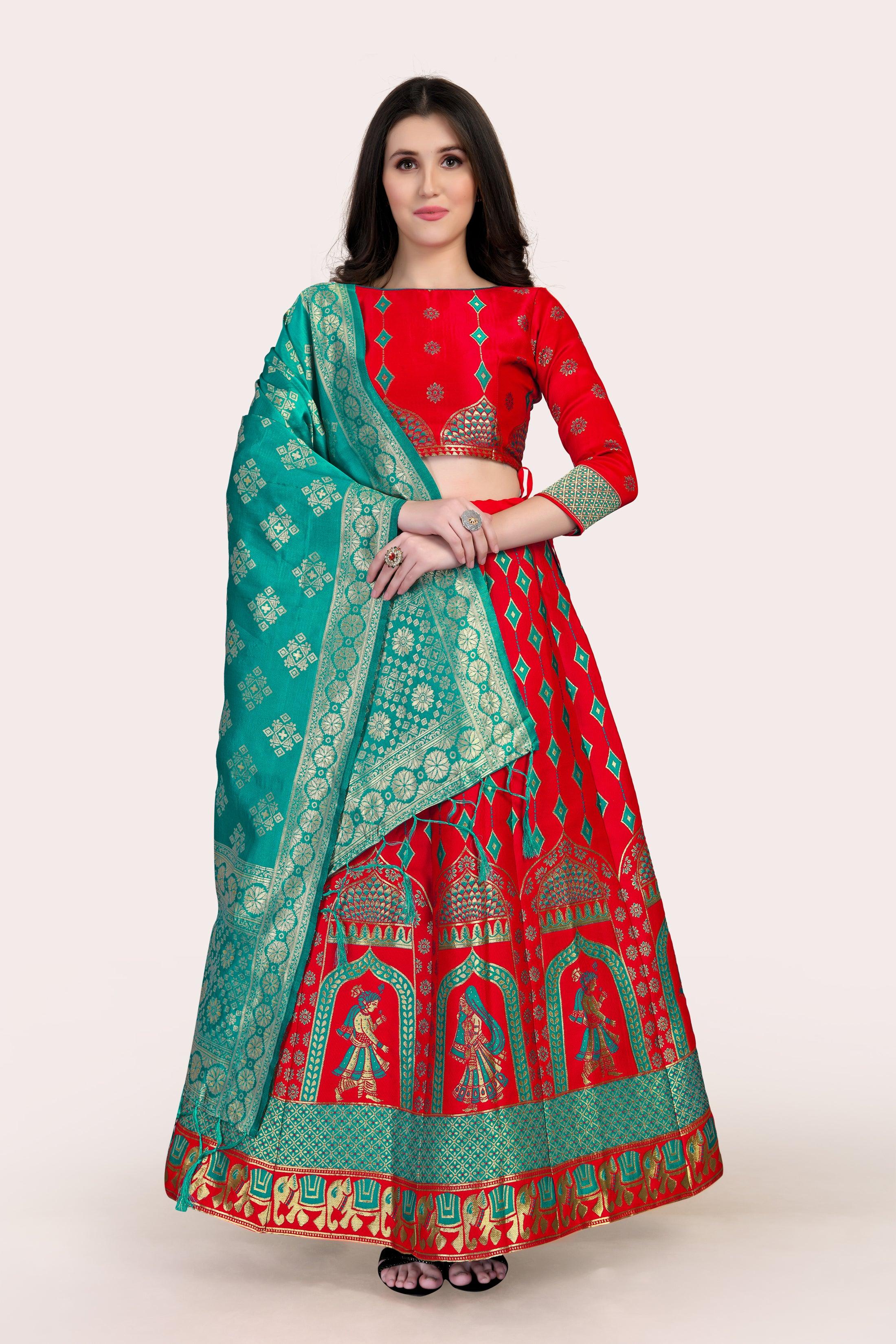 Royal Radiance: Banarasi Lehenga Choli Set with Dupatta - Decize Clothing