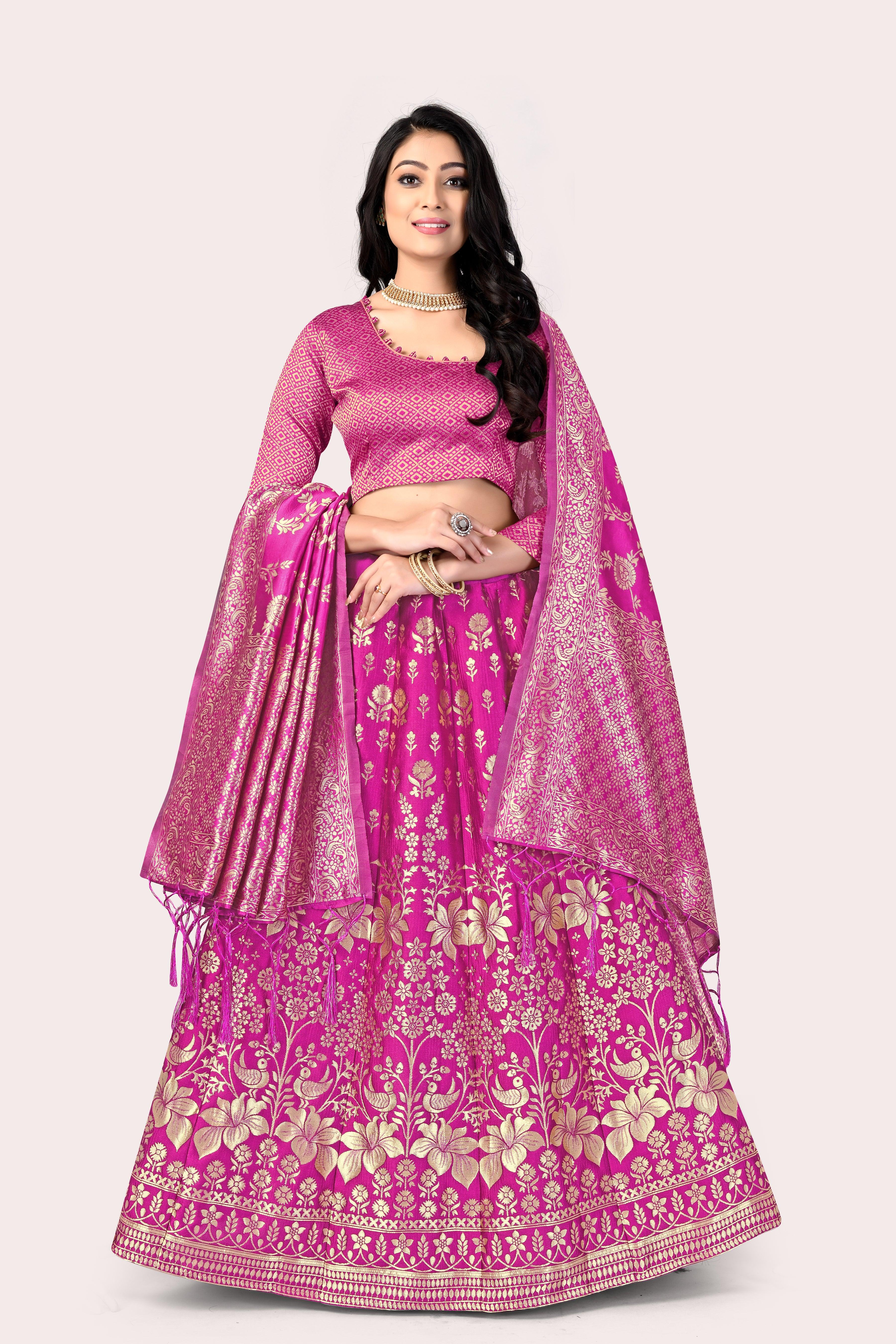 Majestic Masterpiece: Banarasi Lehenga Choli with Dupatta - Decize Clothing