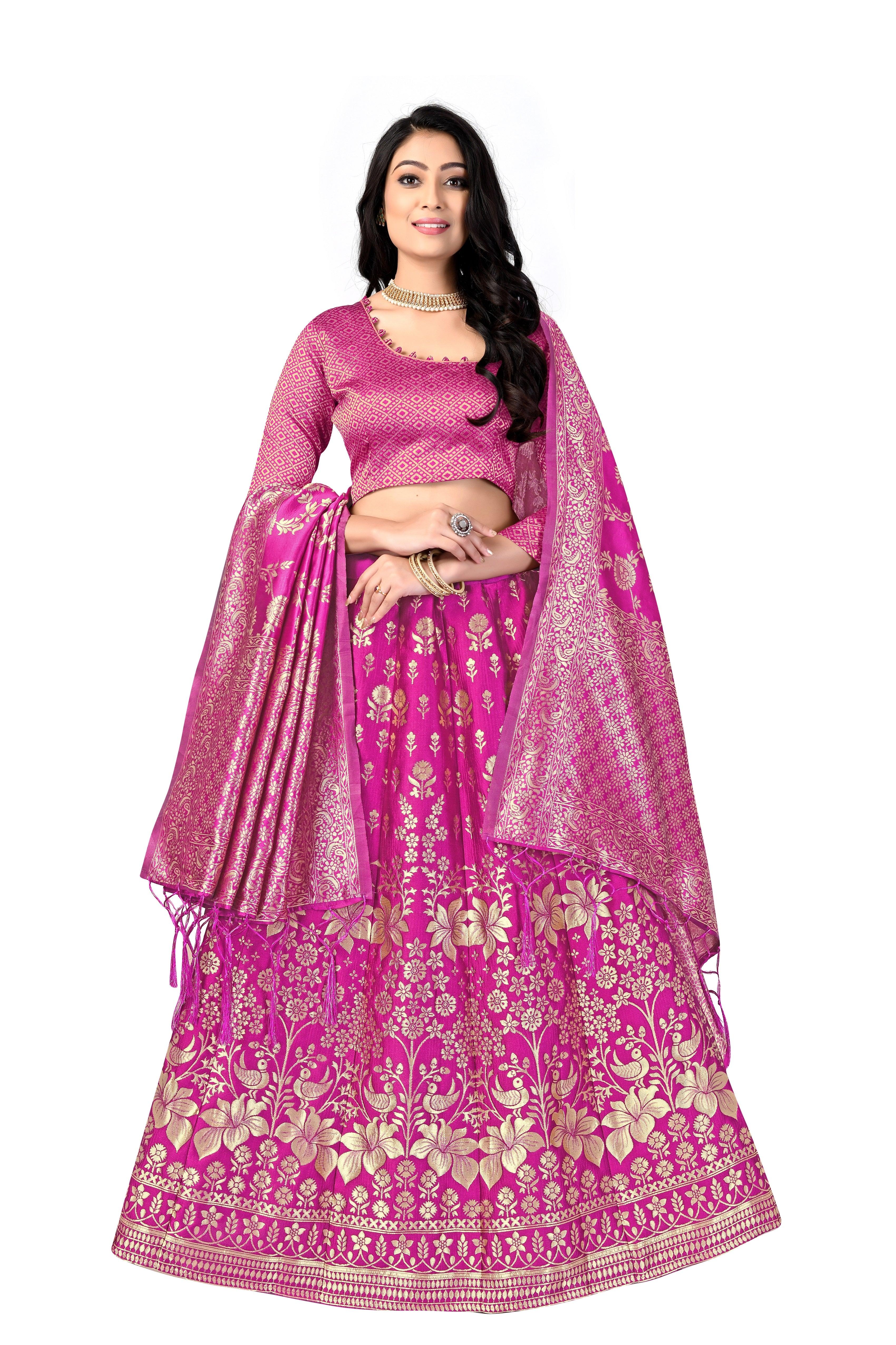 Majestic Masterpiece: Banarasi Lehenga Choli with Dupatta - Decize Clothing