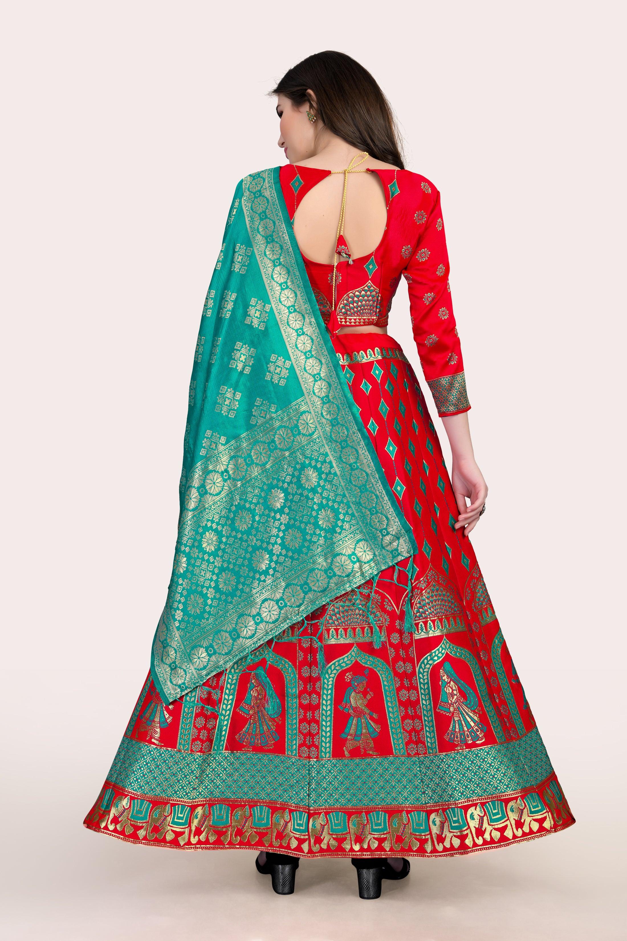 Royal Radiance: Banarasi Lehenga Choli Set with Dupatta - Decize Clothing