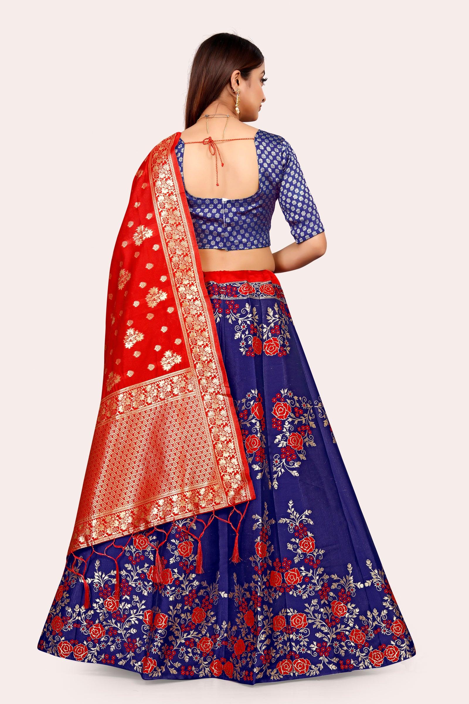 Opulent Opulence: Banarasi Lehenga Choli Set with Dupatta - Decize Clothing