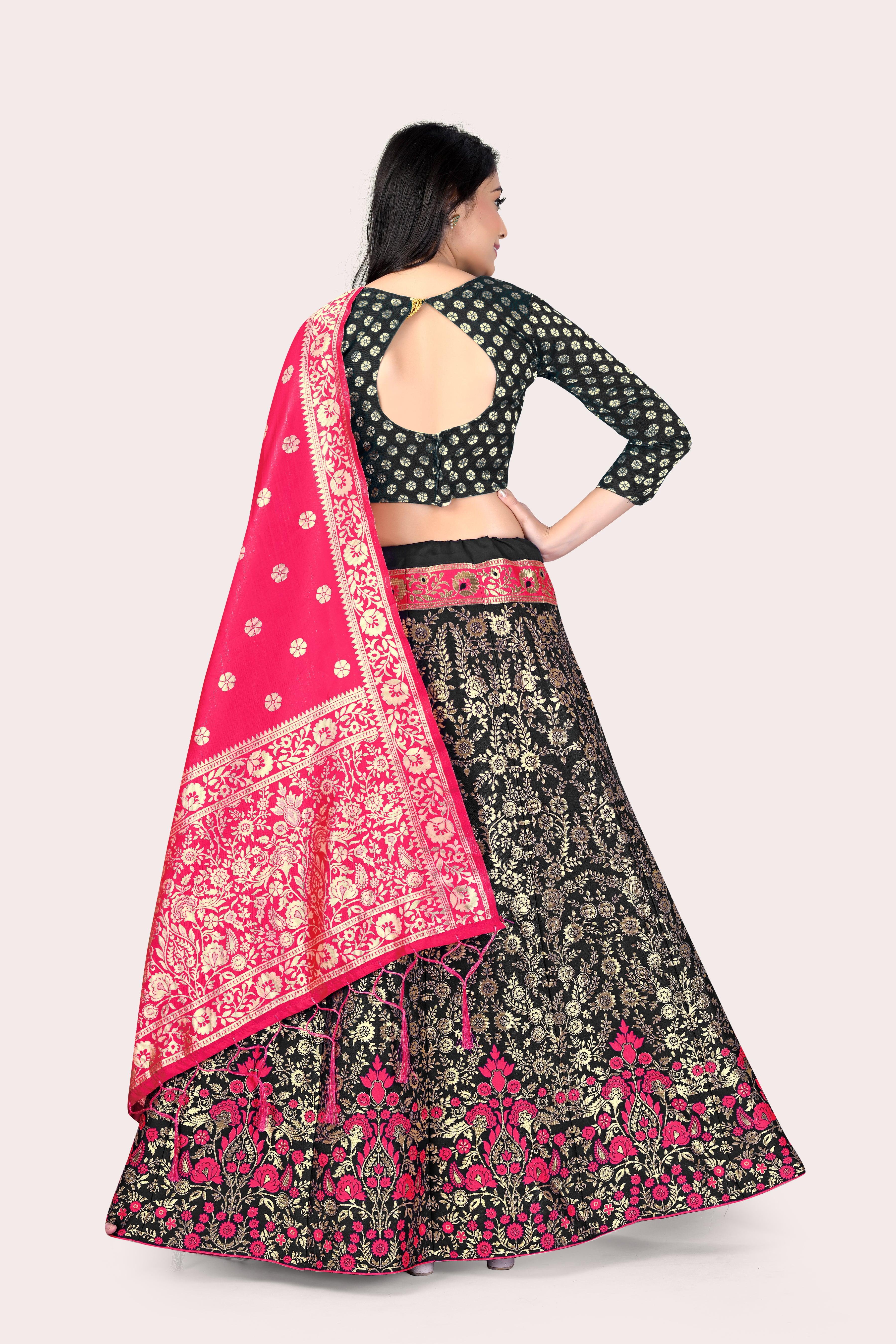 Regal Splendor: Banarasi Lehenga Choli and Dupatta Combo - Decize Clothing