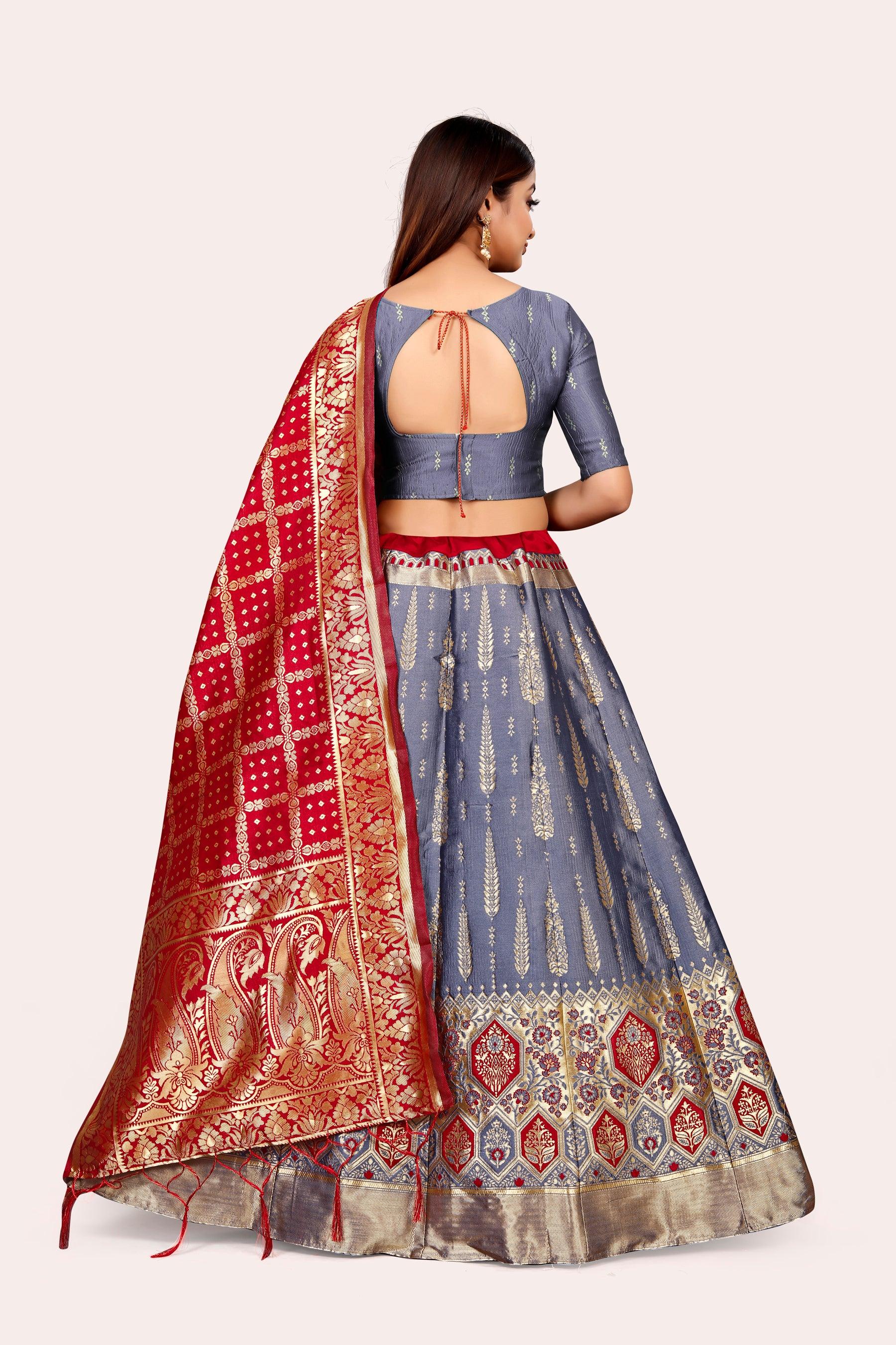 Regal Radiance: Banarasi Lehenga Choli Ensemble with Dupatta - Decize Clothing