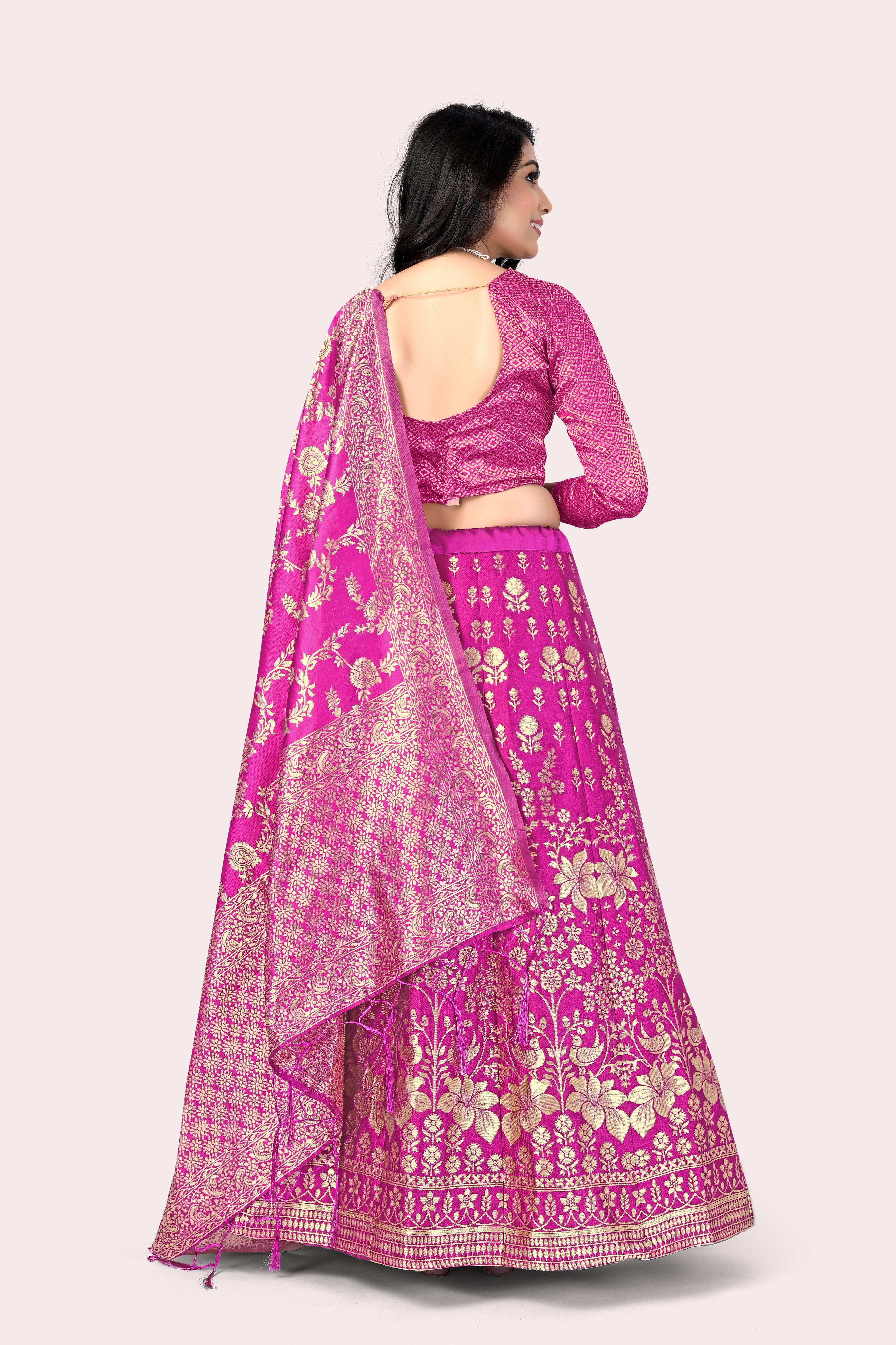 Majestic Masterpiece: Banarasi Lehenga Choli with Dupatta - Decize Clothing