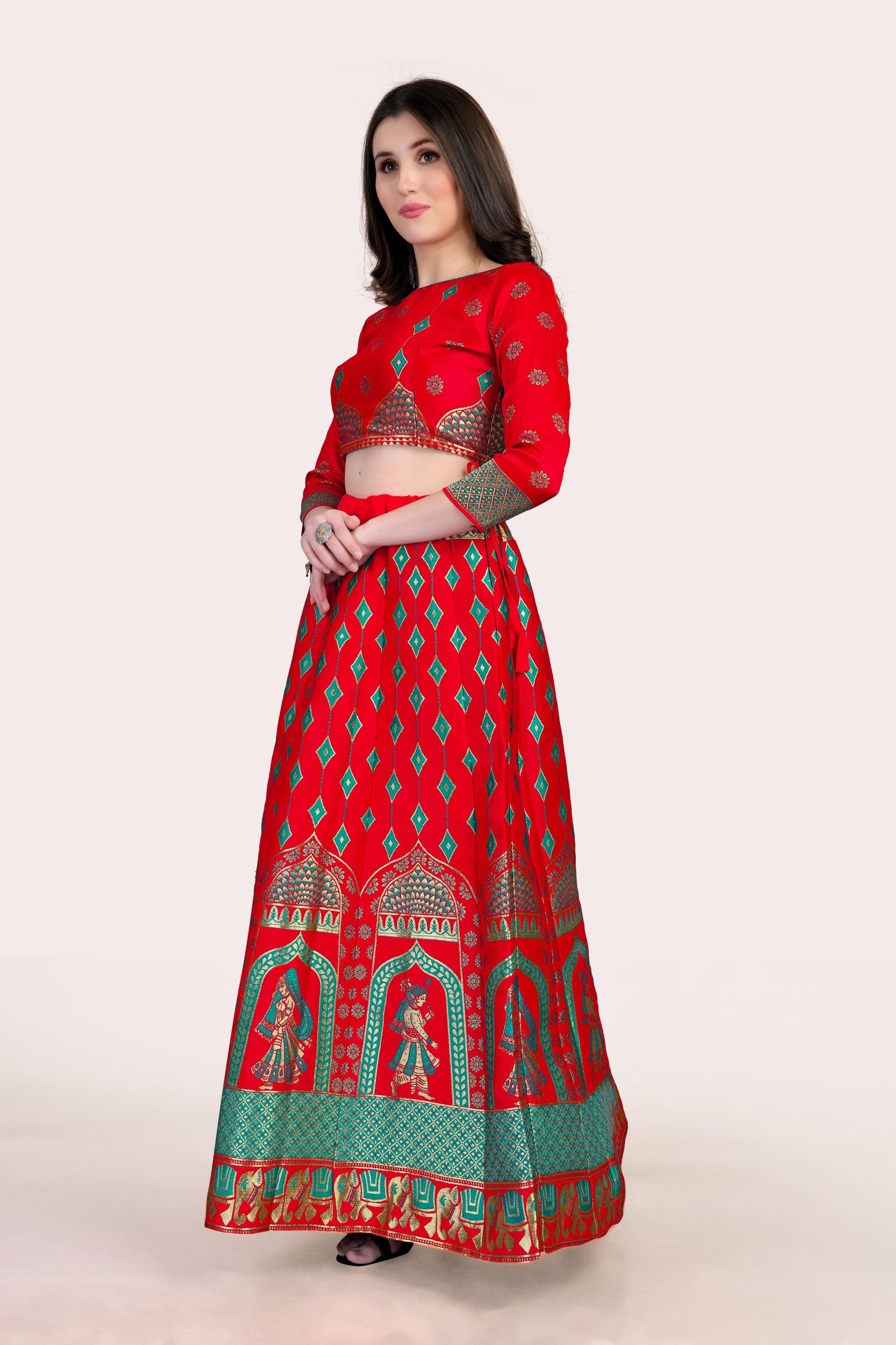 Royal Radiance: Banarasi Lehenga Choli Set with Dupatta - Decize Clothing