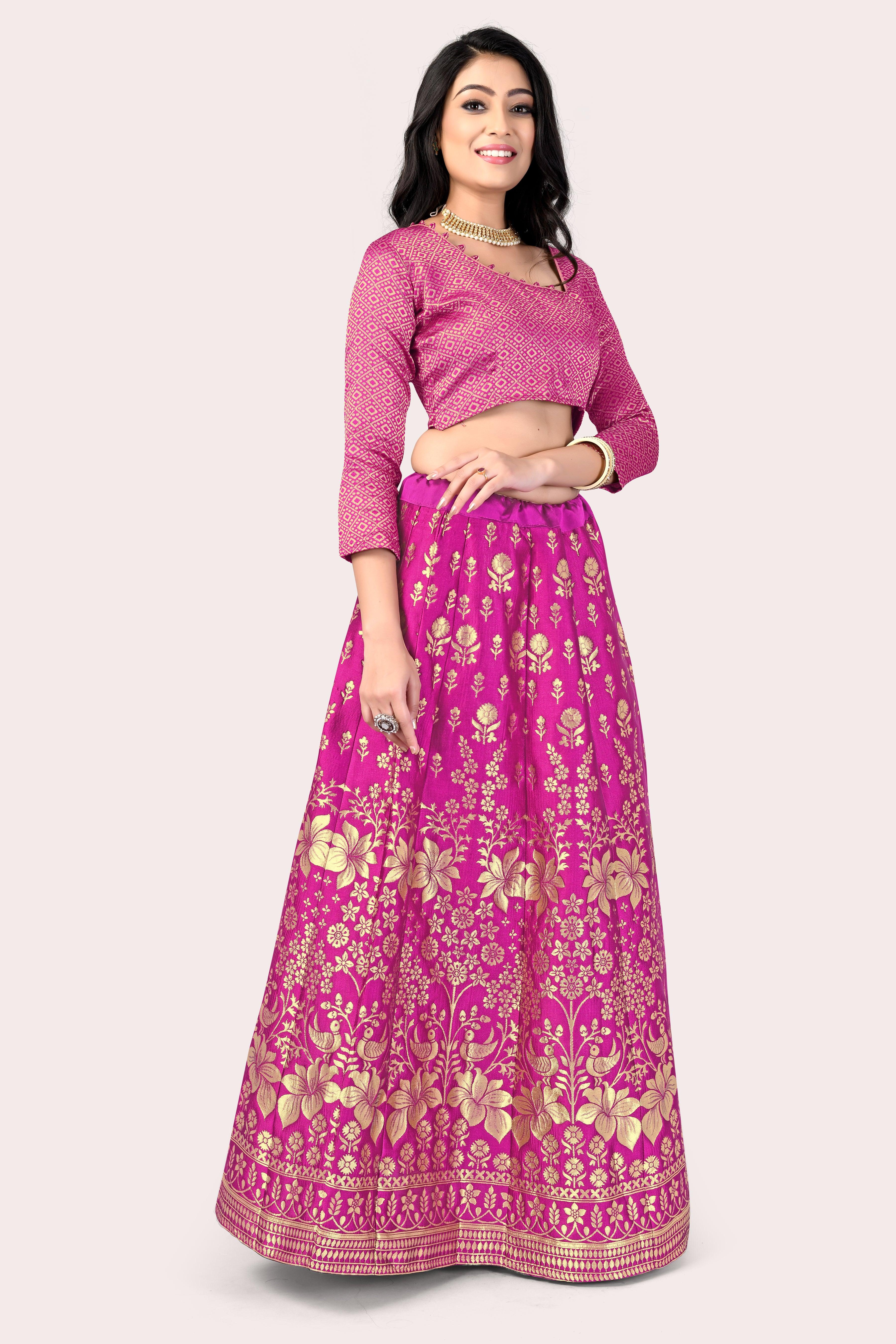 Majestic Masterpiece: Banarasi Lehenga Choli with Dupatta - Decize Clothing