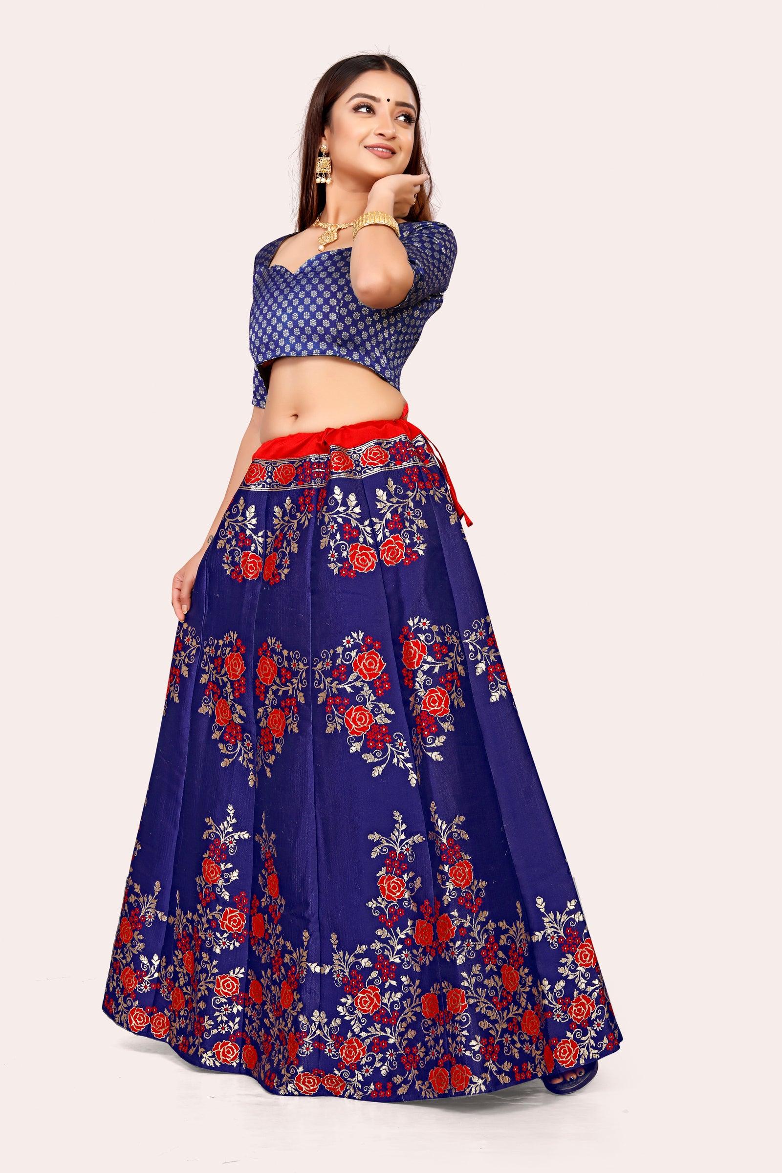 Opulent Opulence: Banarasi Lehenga Choli Set with Dupatta - Decize Clothing