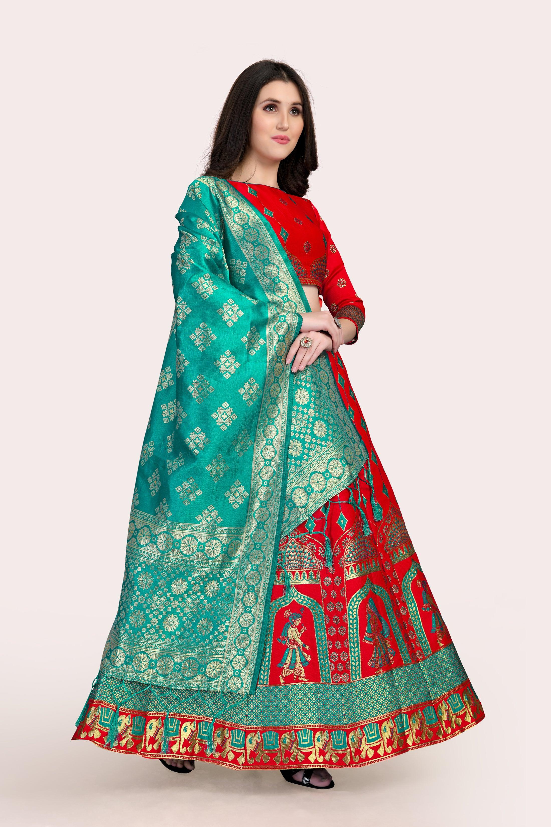 Royal Radiance: Banarasi Lehenga Choli Set with Dupatta - Decize Clothing