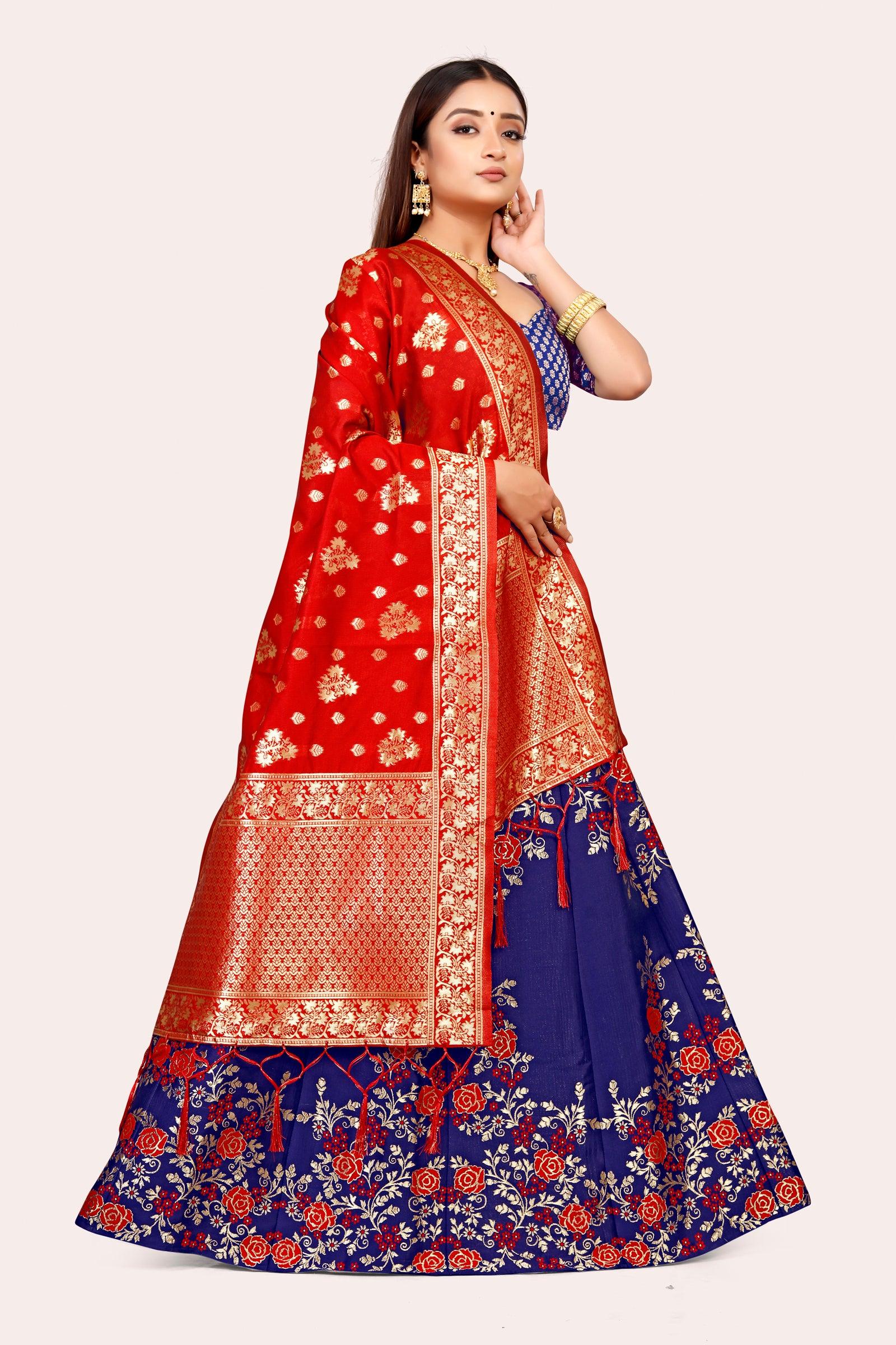 Opulent Opulence: Banarasi Lehenga Choli Set with Dupatta - Decize Clothing