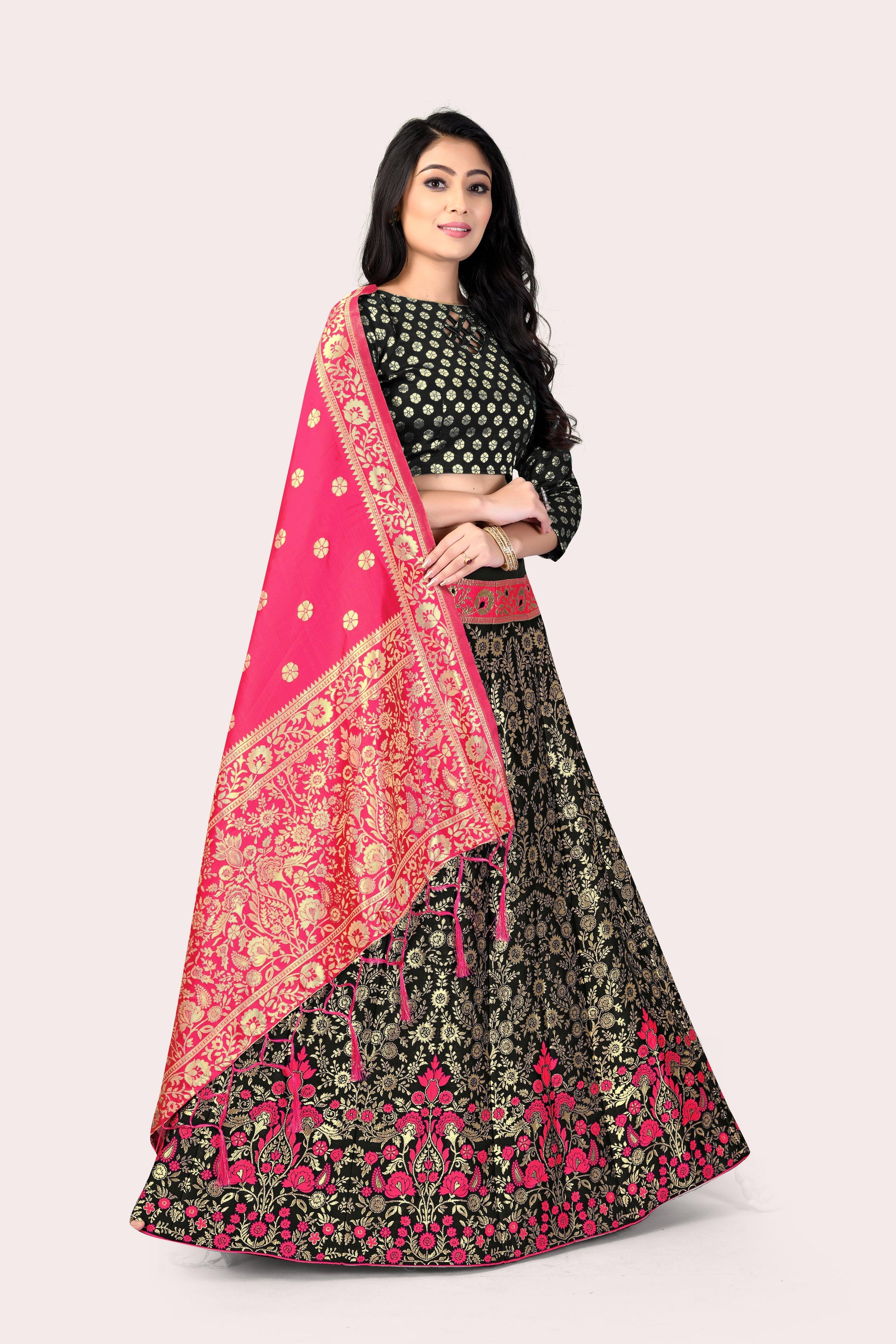 Regal Splendor: Banarasi Lehenga Choli and Dupatta Combo - Decize Clothing