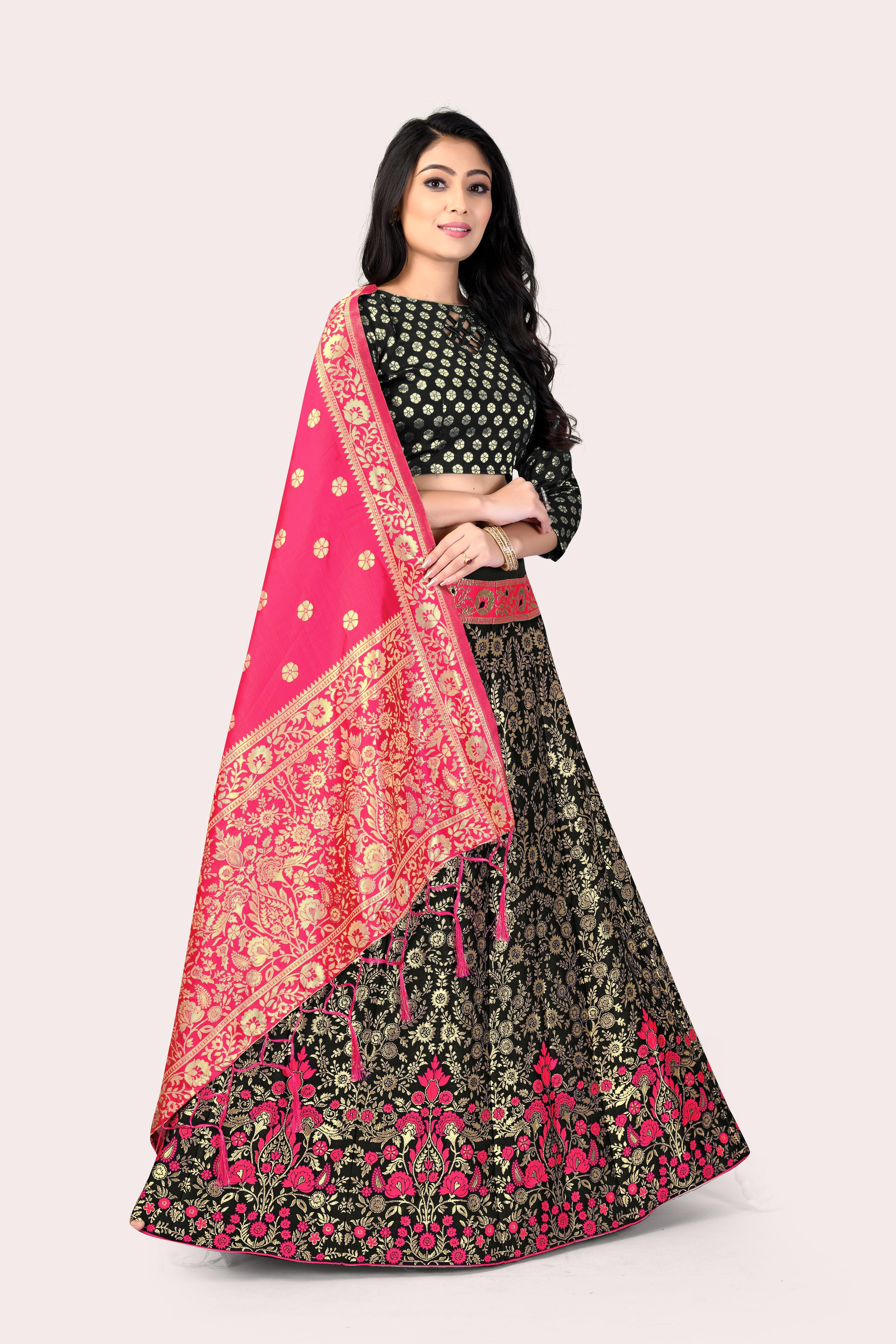 Regal Splendor: Banarasi Lehenga Choli and Dupatta Combo - Decize Clothing