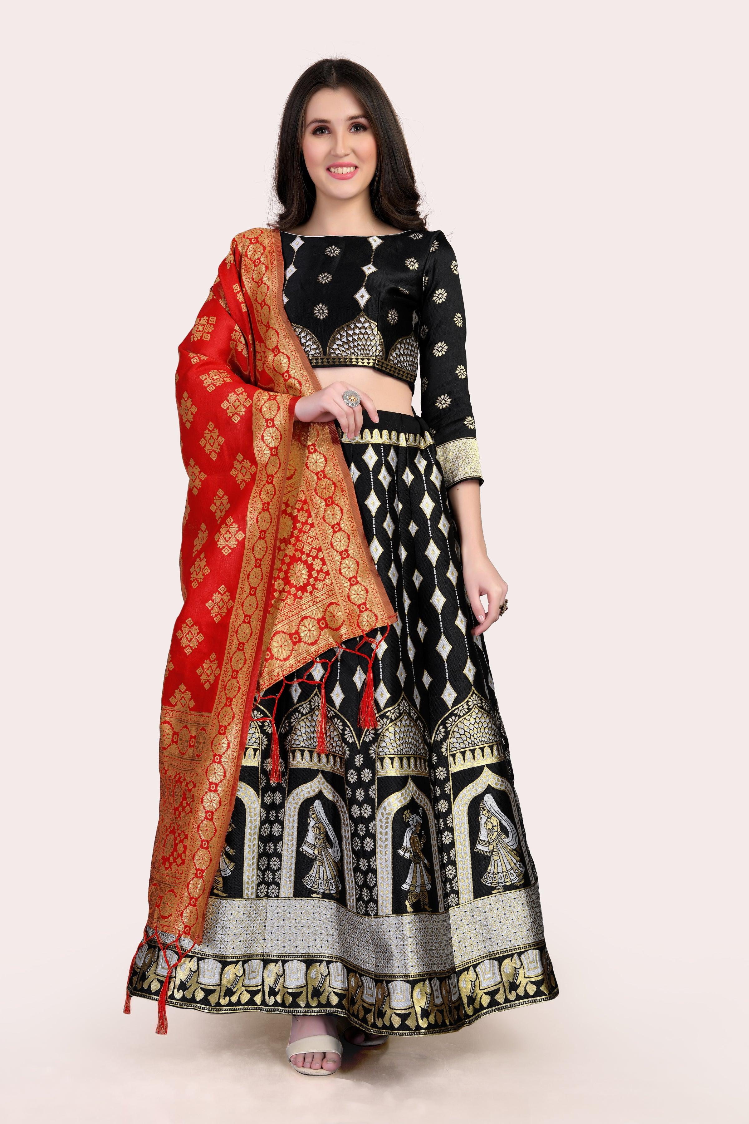 Royal Radiance: Banarasi Lehenga Choli Set with Dupatta - Decize Clothing