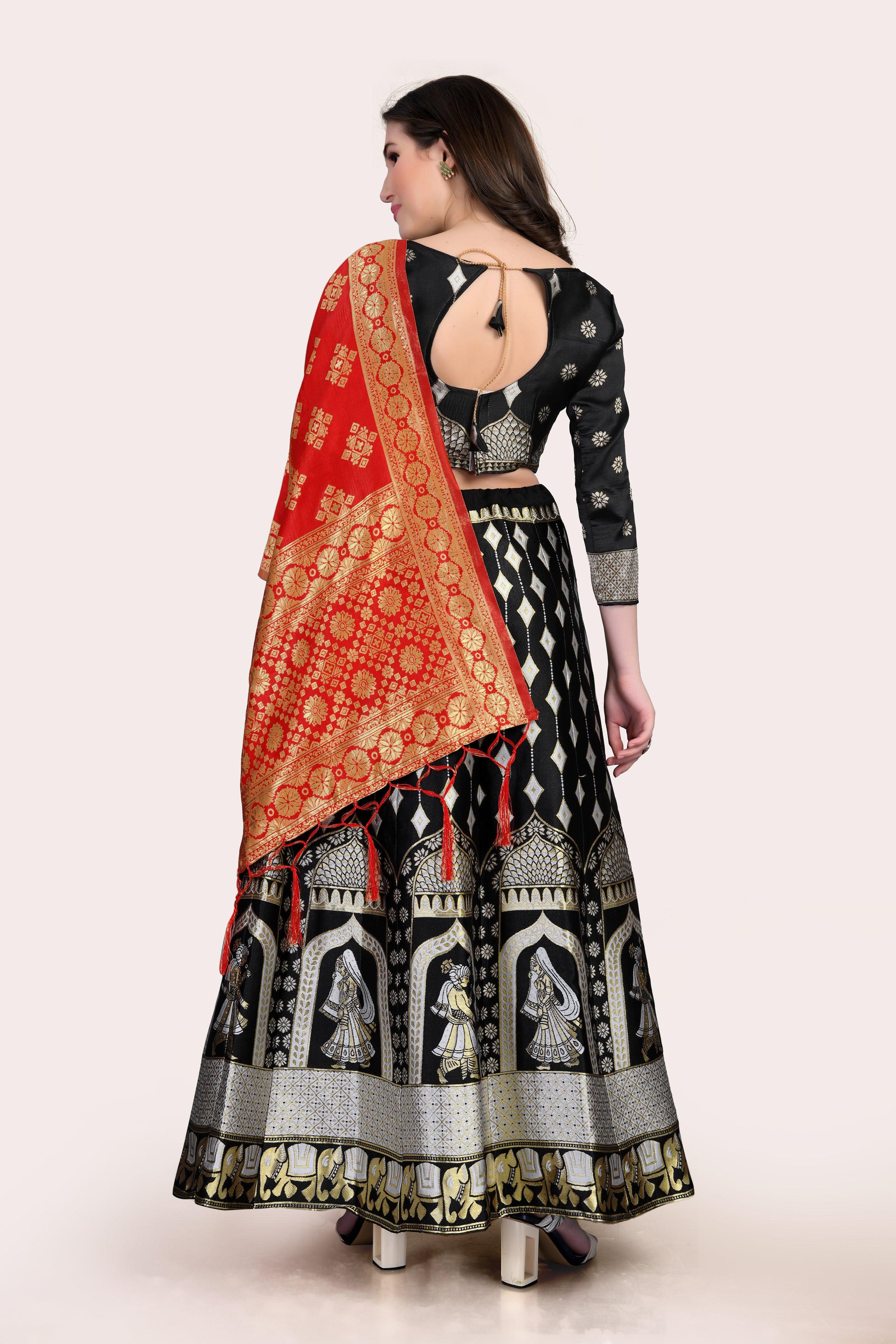 Royal Radiance: Banarasi Lehenga Choli Set with Dupatta - Decize Clothing