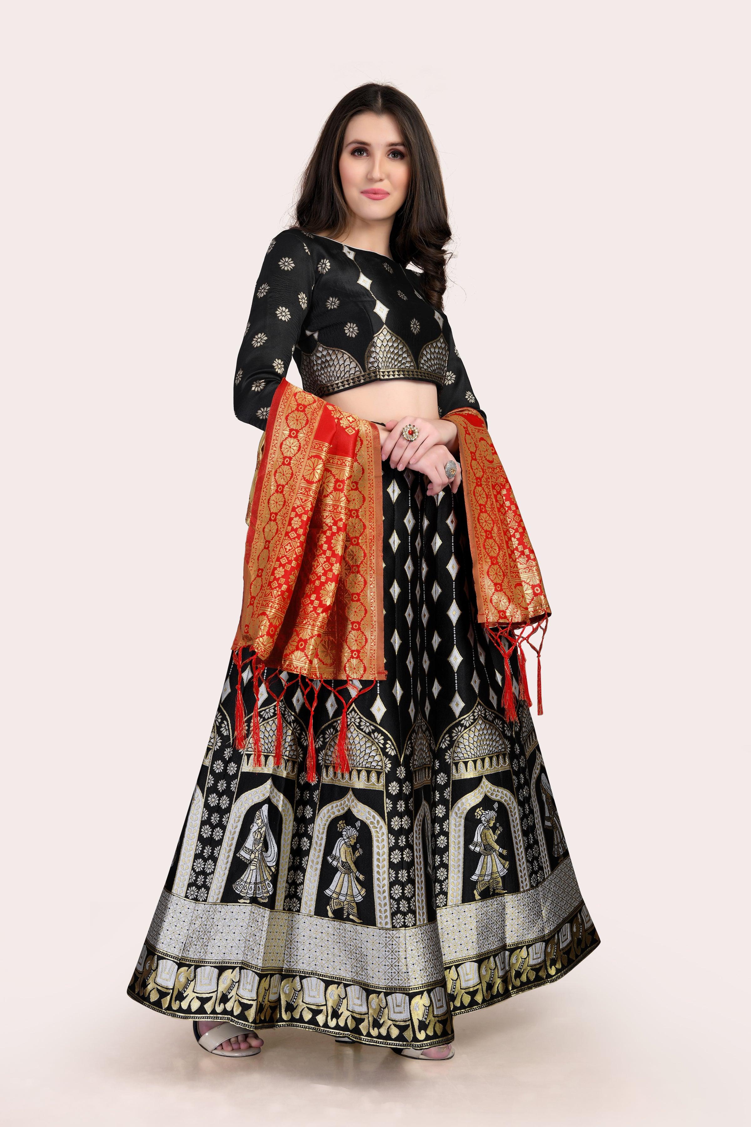 Royal Radiance: Banarasi Lehenga Choli Set with Dupatta - Decize Clothing