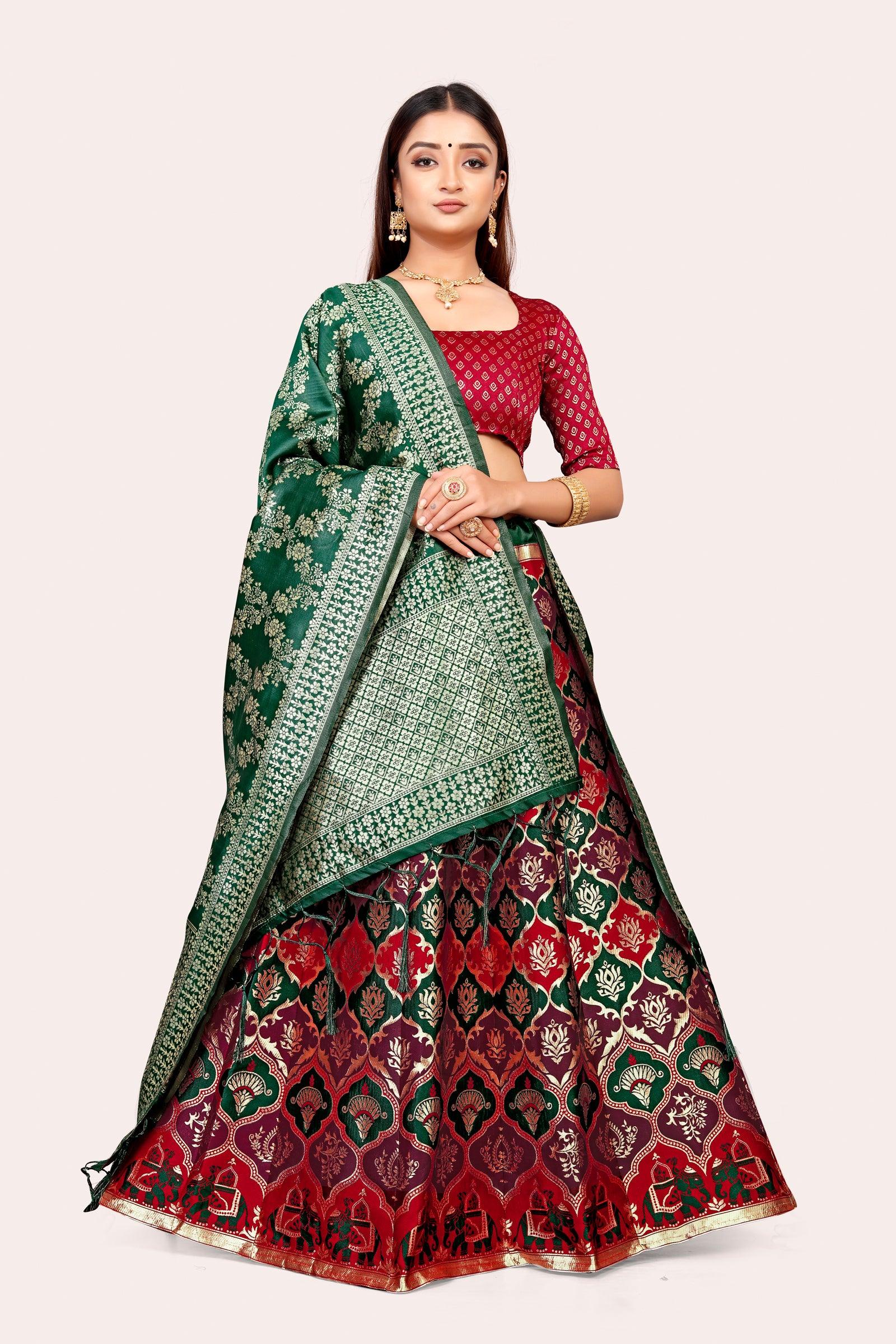 Ravishing Royalty: Banarasi Lehenga Choli Set and Dupatta - Decize Clothing