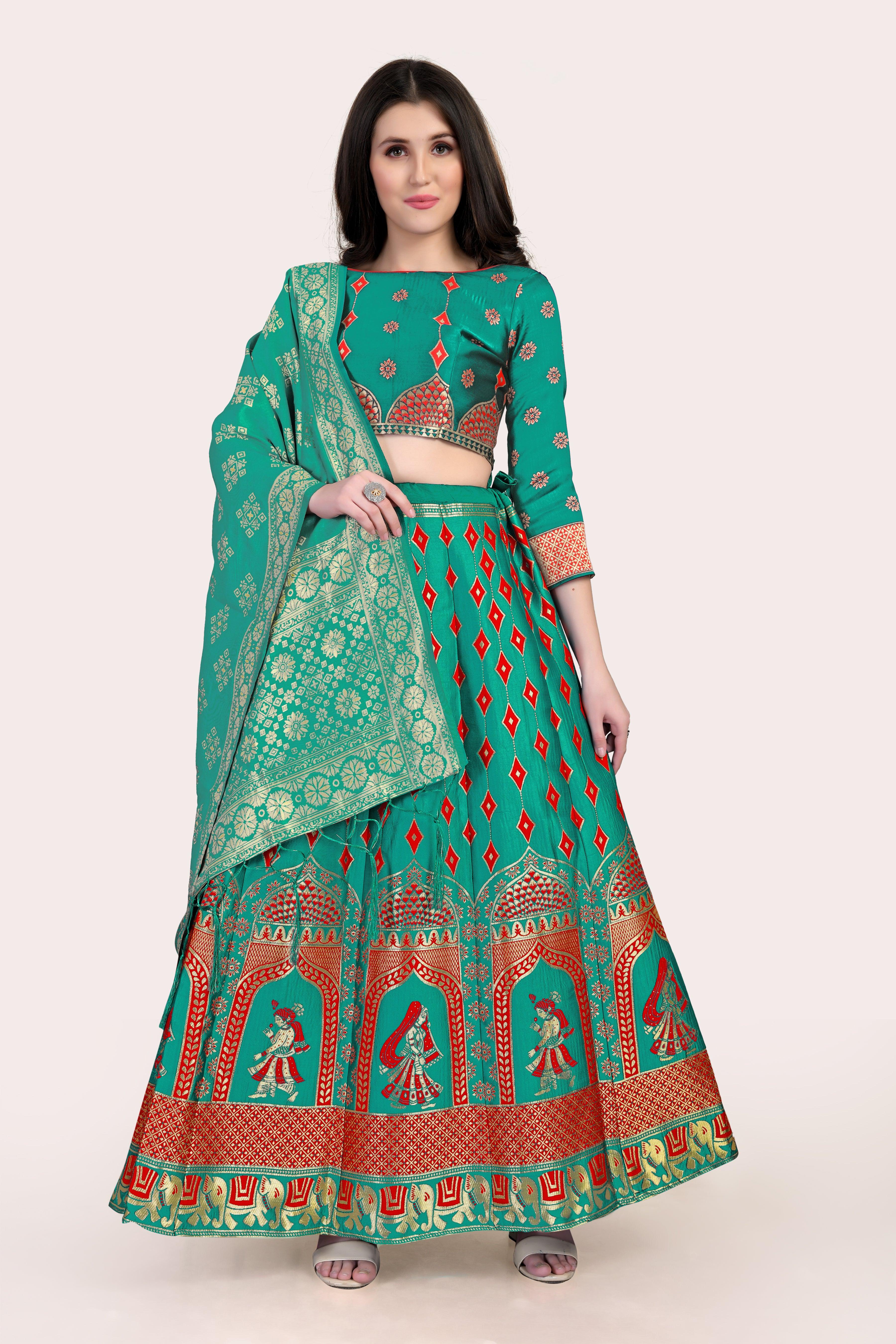 Royal Radiance: Banarasi Lehenga Choli Set with Dupatta - Decize Clothing