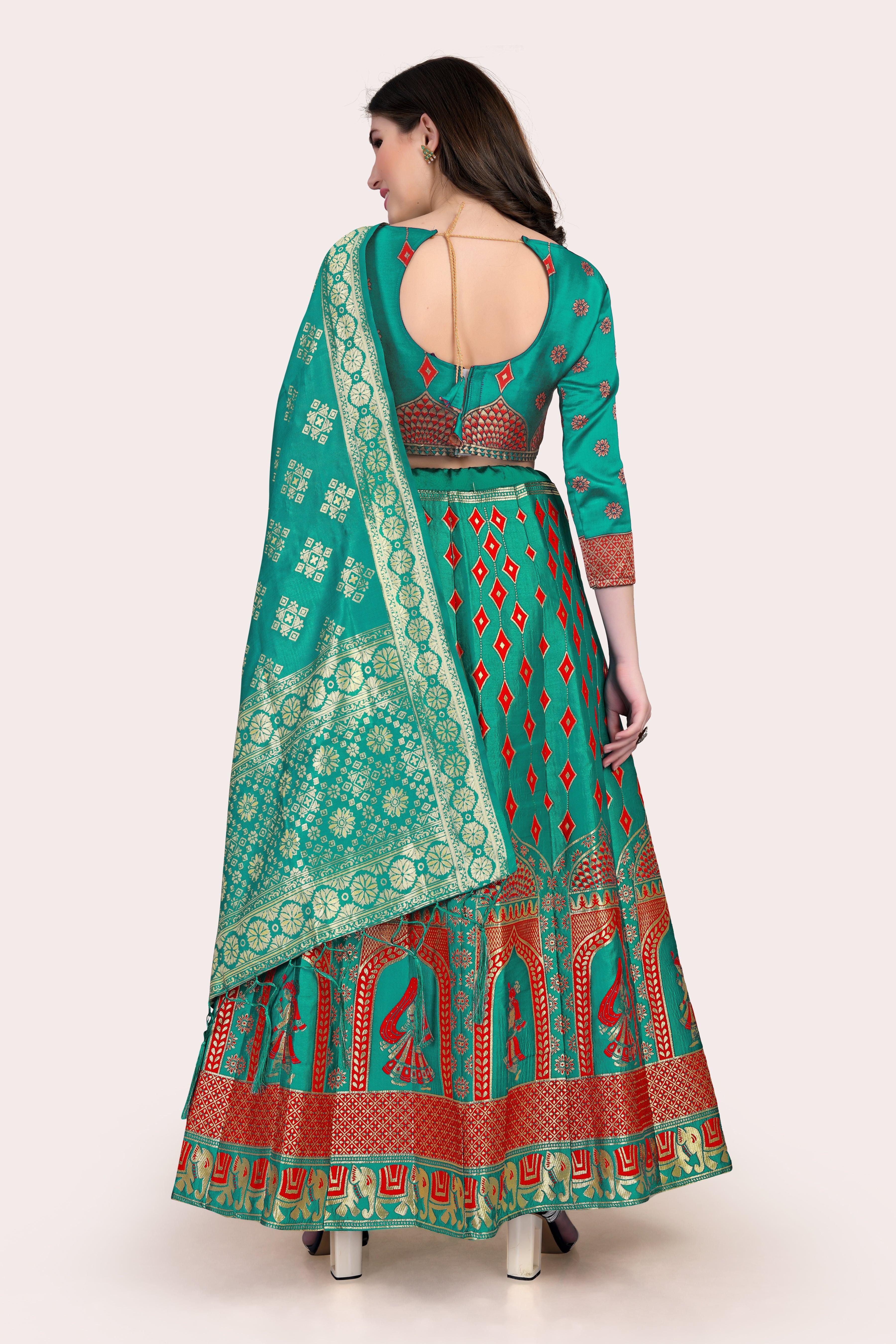 Royal Radiance: Banarasi Lehenga Choli Set with Dupatta - Decize Clothing