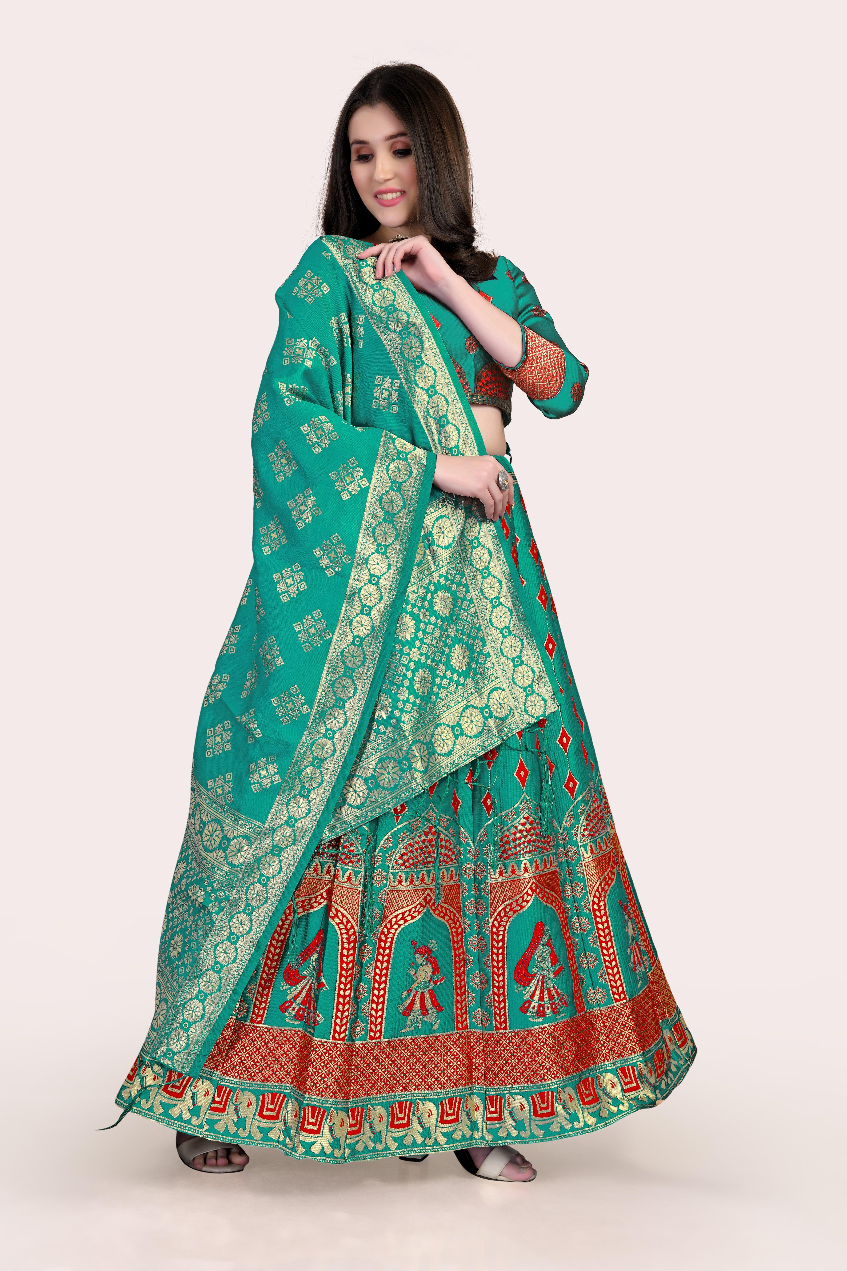 Royal Radiance: Banarasi Lehenga Choli Set with Dupatta - Decize Clothing