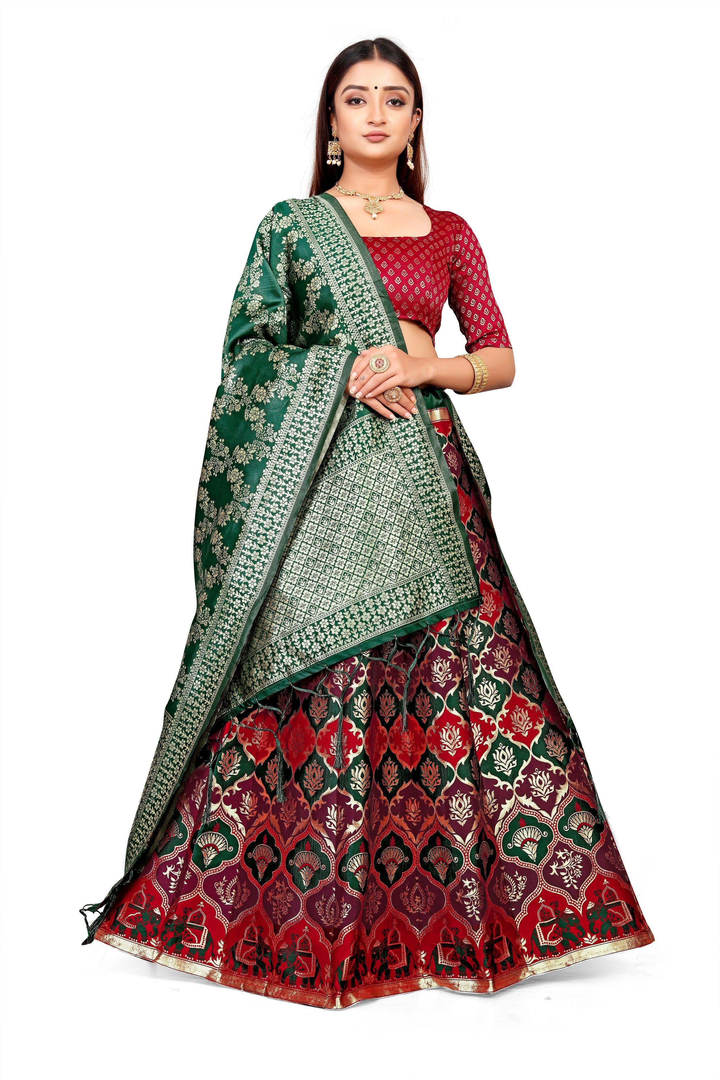 Ravishing Royalty: Banarasi Lehenga Choli Set and Dupatta - Decize Clothing