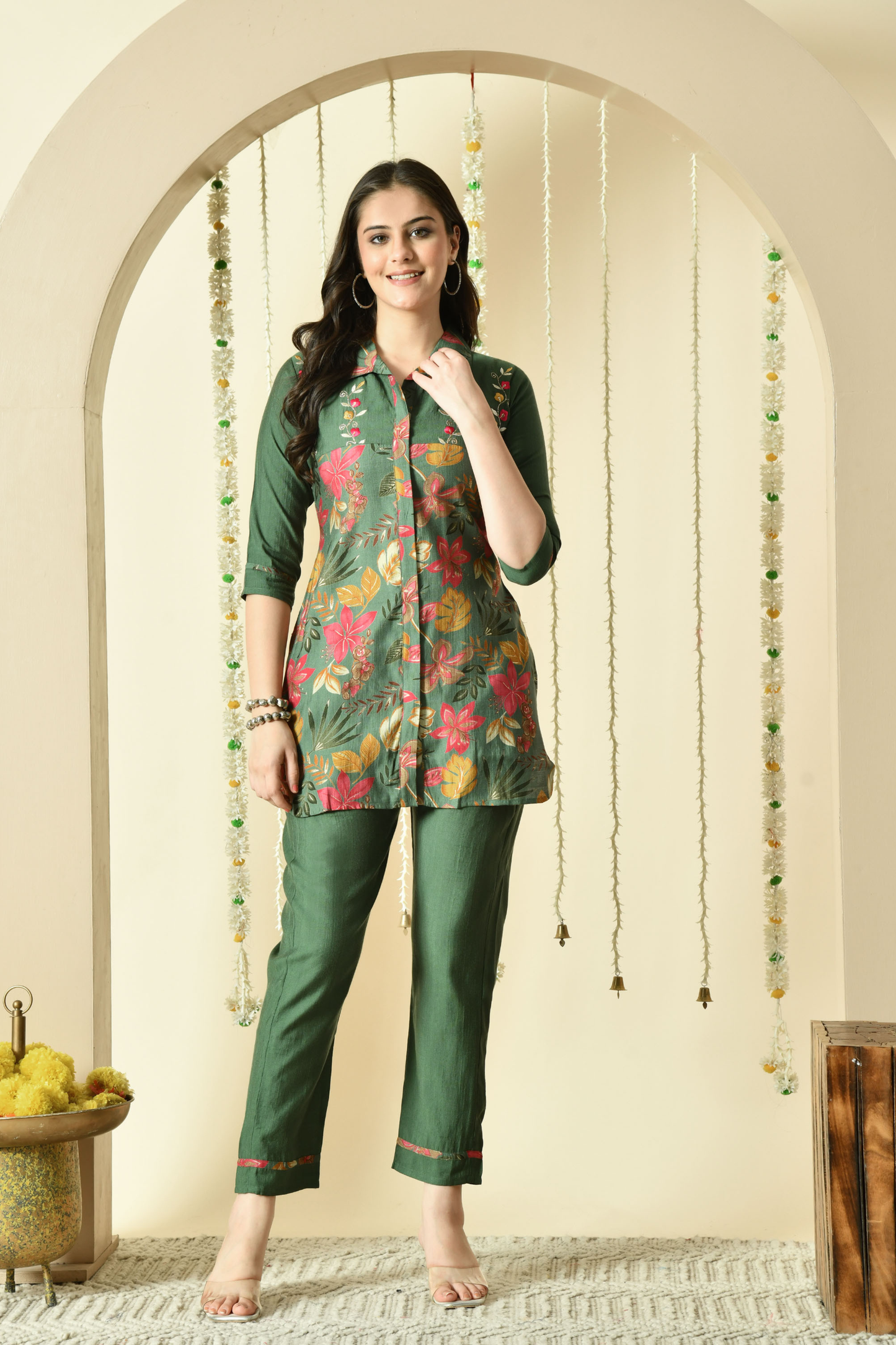 Autumn Silk Embroidered Co-ord Set
