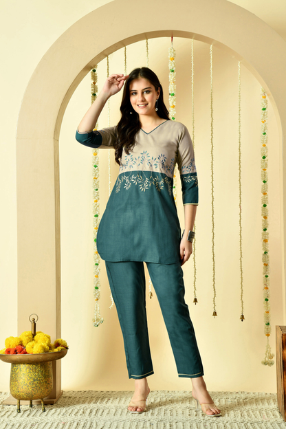 Bella Pure Cotton Embroidered Co-ord Set
