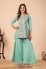 Kusum Mint Green Floral Embroidered Mul-Chanderi co-ord set