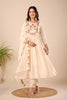 Lotus Peach Embroidered Pure Mul Chanderi Anarkali Kurta With Dupatta Set