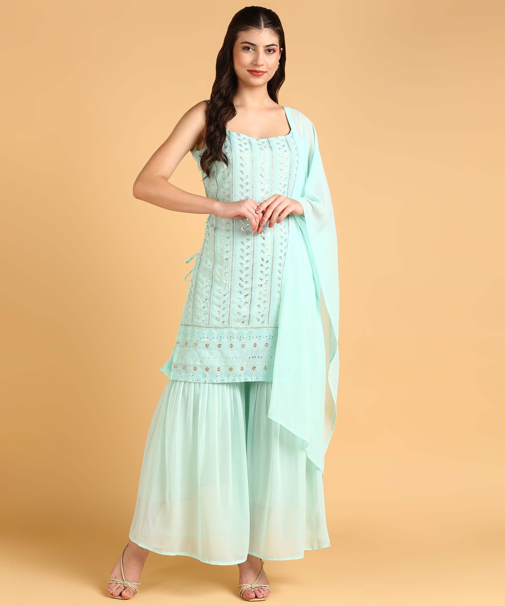 Mint Tulip Kurti Set