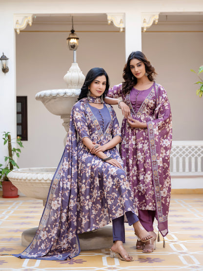 Tanisha Floral Printed Kurta Set with Dupatta
