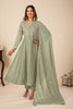 Pista Embroidered Silk Anarkali Kurta With Dupatta Set