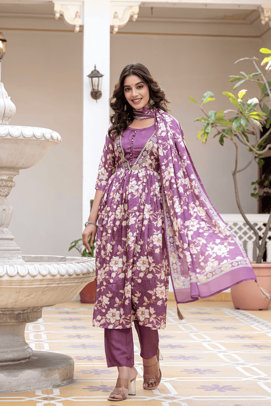 Tanisha Floral Printed Kurta Set with Dupatta