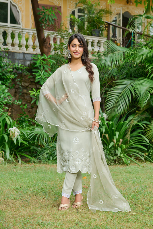 Sitara Floral Printed Kurta Set With Trouser & Dupatta